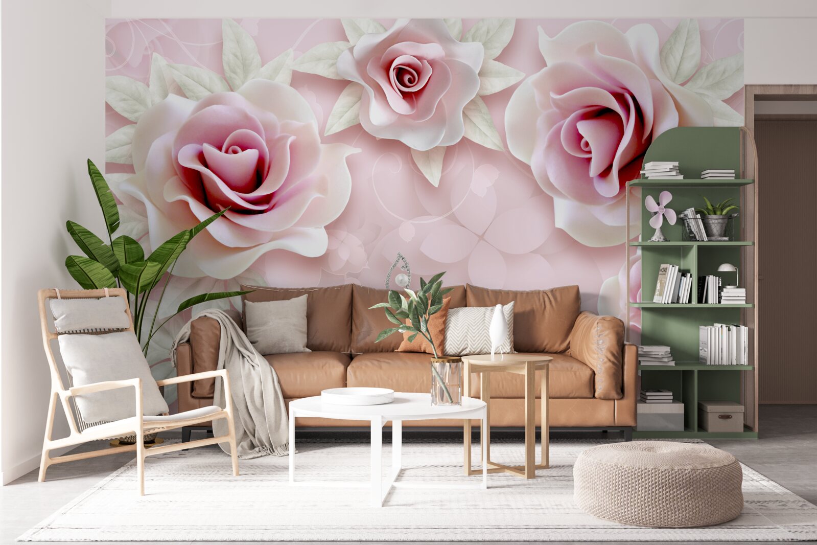 Fototapet roz porțelanat elegant în tonuri de liliac blând