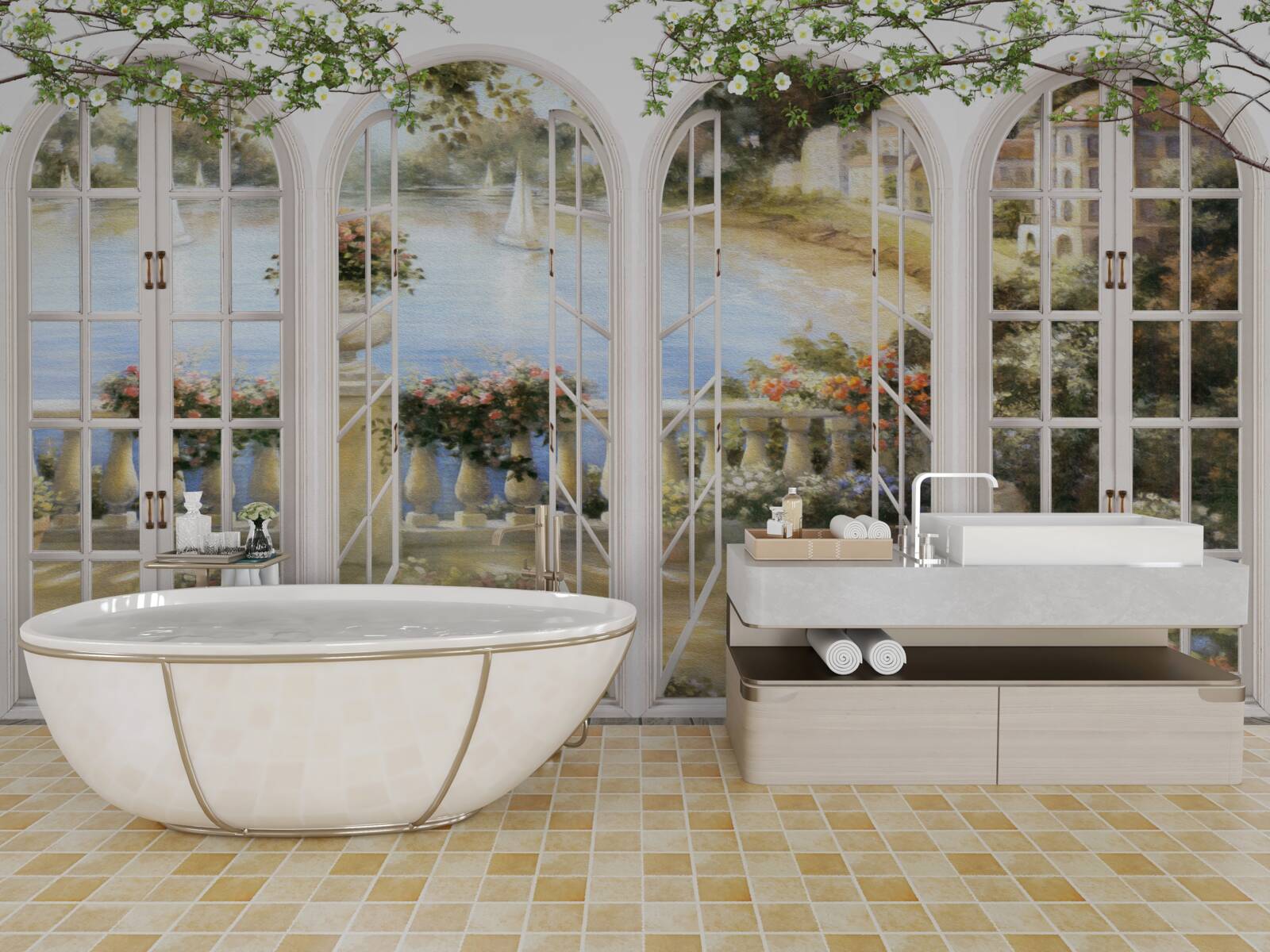 Fototapet vedere la golf de la ferestre