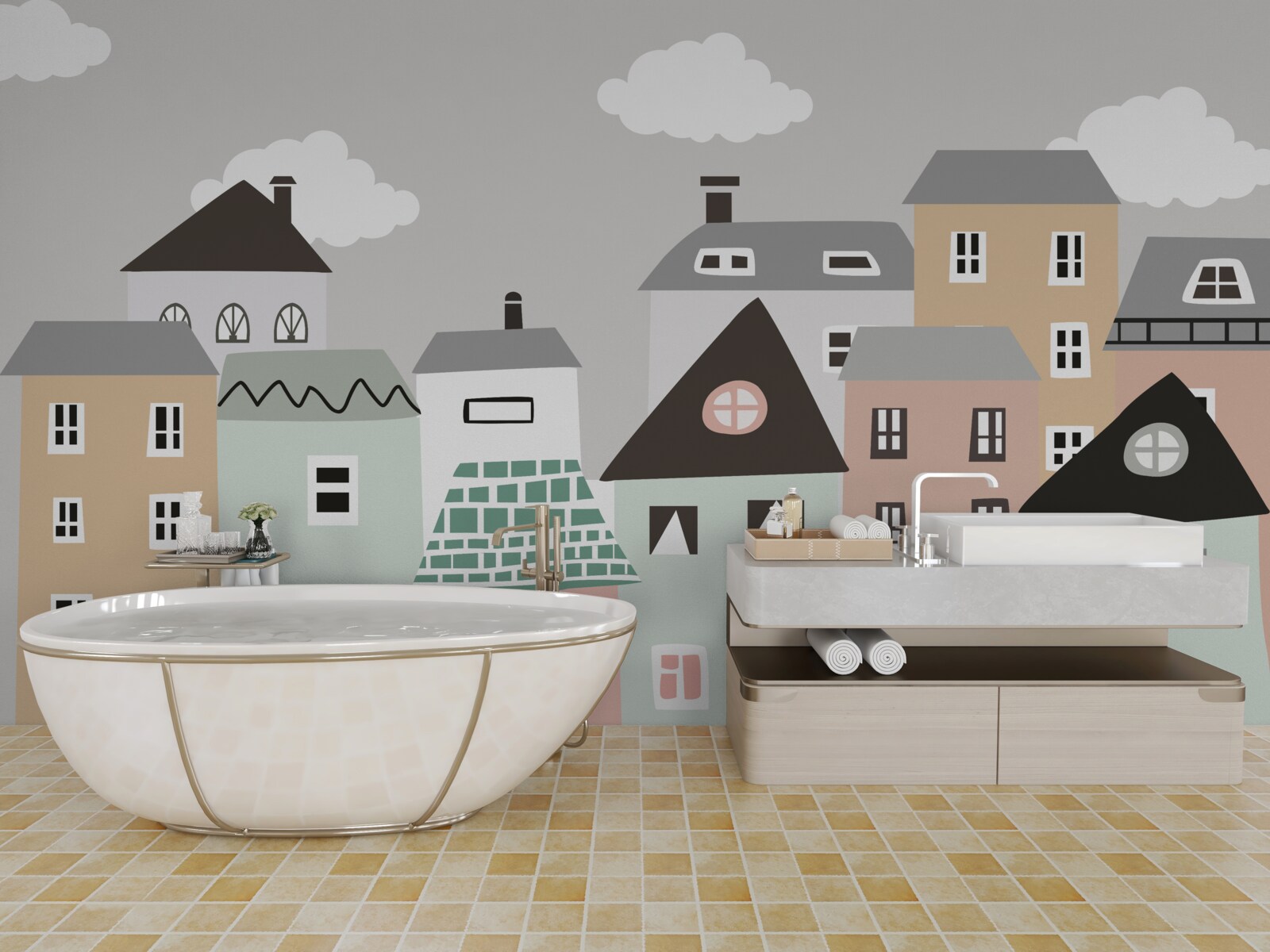 Fototapet clădiri rezidențiale unice