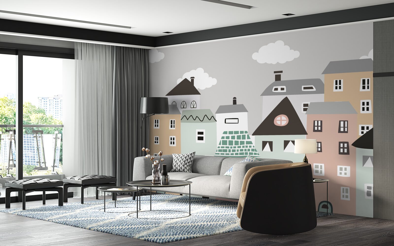 Fototapet clădiri rezidențiale unice