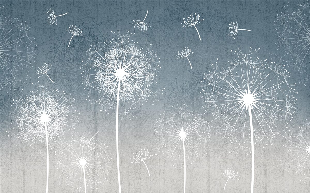 Fototapet zbor de păpădie plutitoare ușoară la amurg