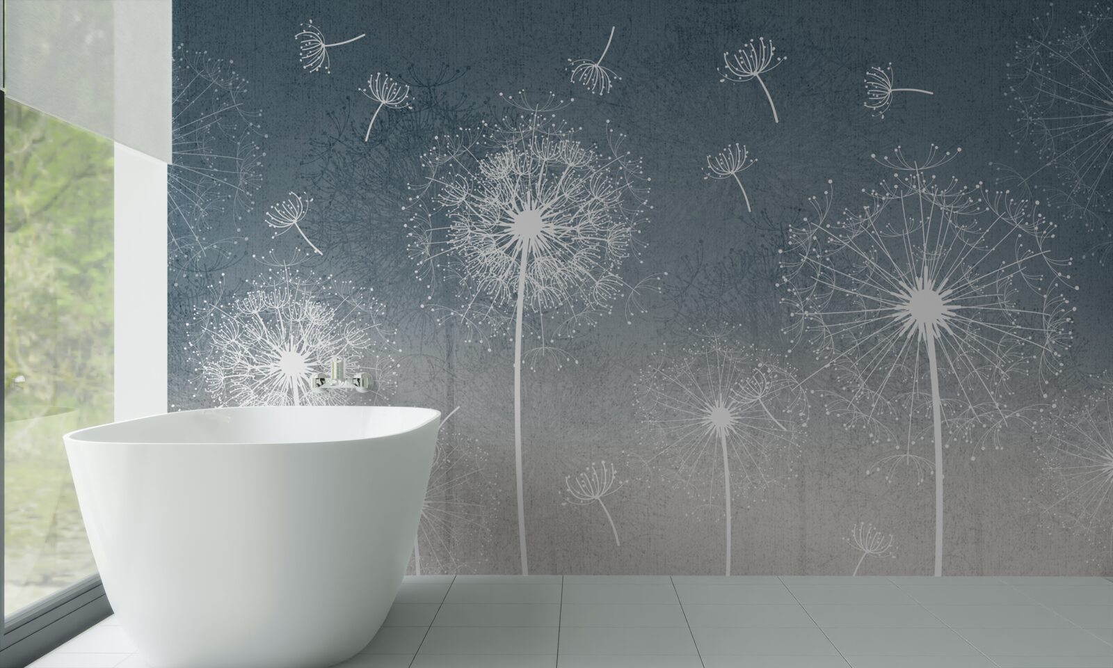 Fototapet zbor de păpădie plutitoare ușoară la amurg