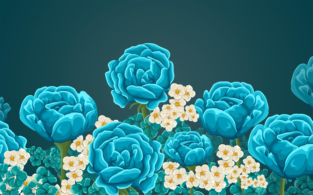 Fototapet margaretele sunt albe ca zăpada și miniaturale, iar trandafirii sunt albastru deschis