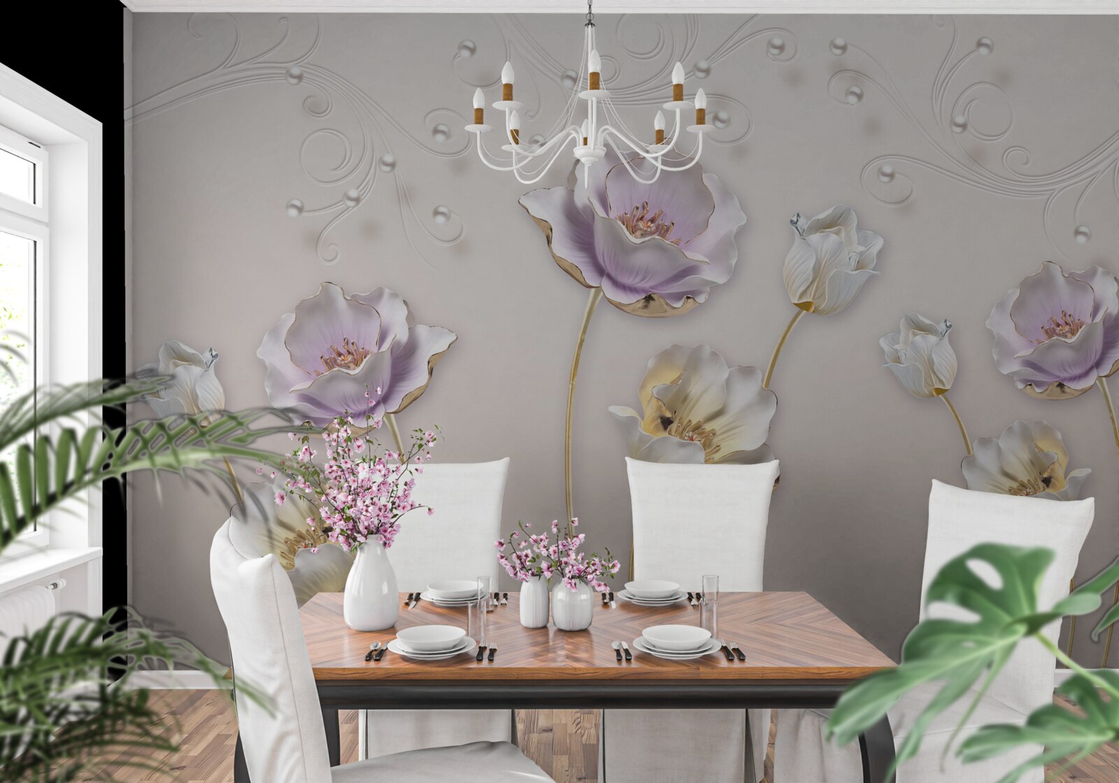 Fototapet lotusuri grațioase albe și albastre