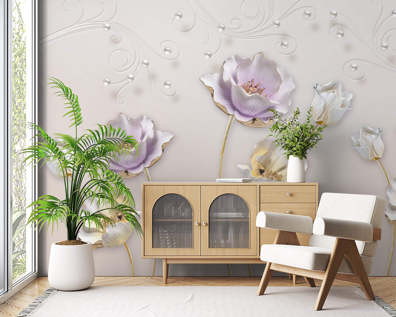 Fototapet lotusuri grațioase albe și albastre