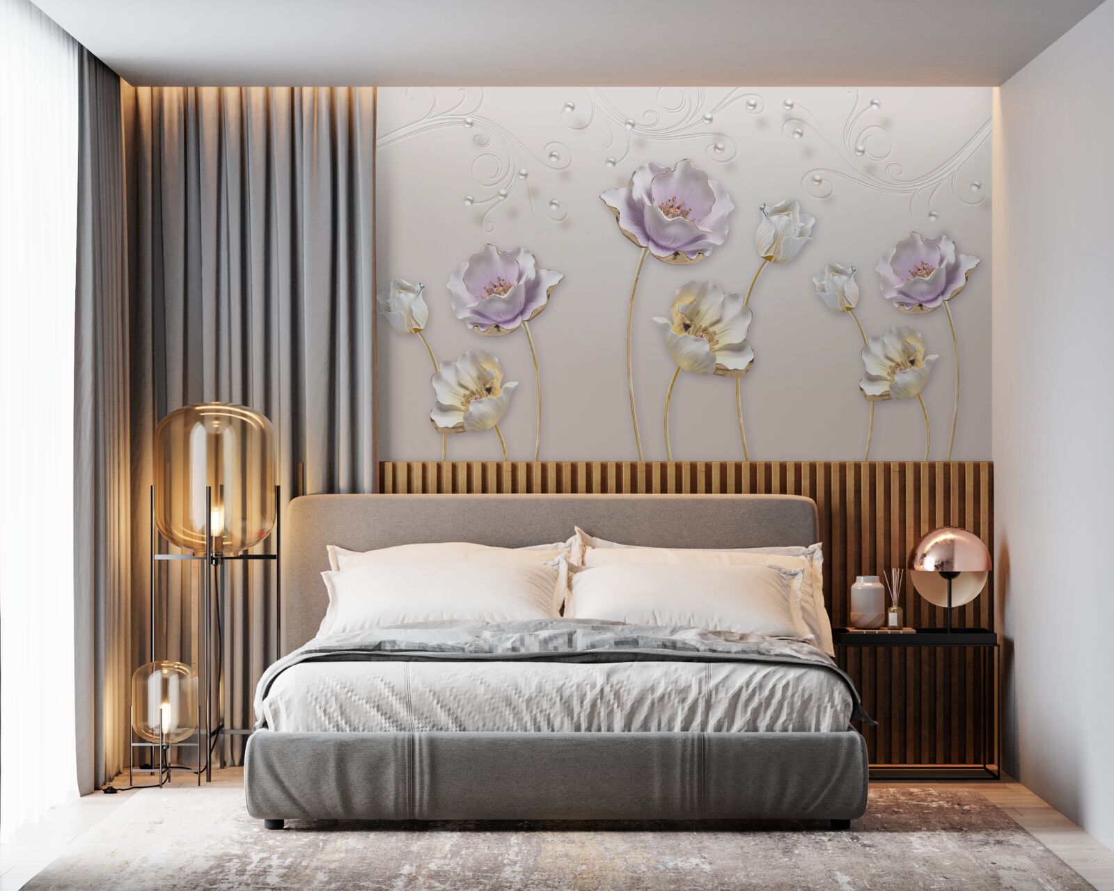 Fototapet lotusuri grațioase albe și albastre