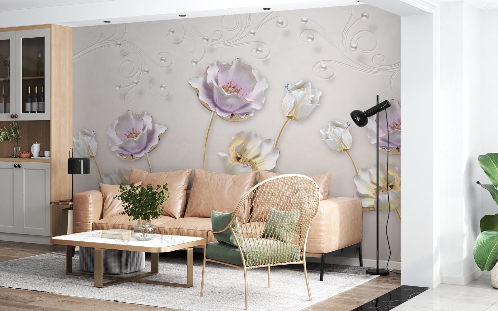 Fototapet lotusuri grațioase albe și albastre