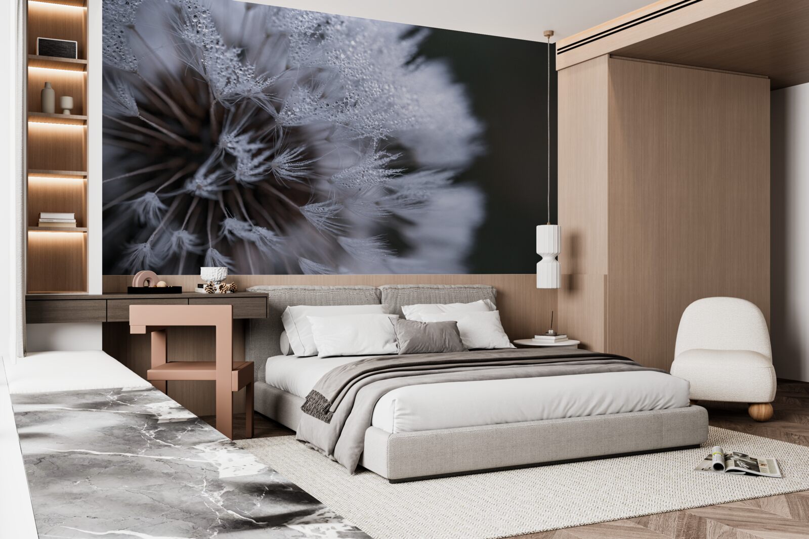 Fototapet flori de păpădie cu petale pufoase