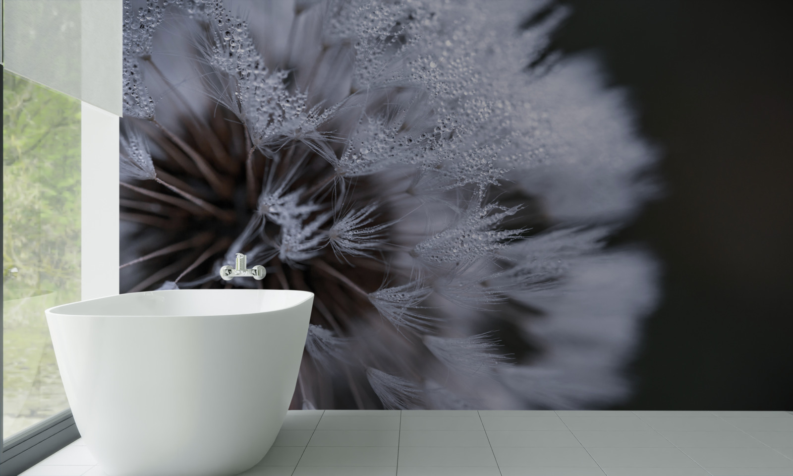 Fototapet flori de păpădie cu petale pufoase