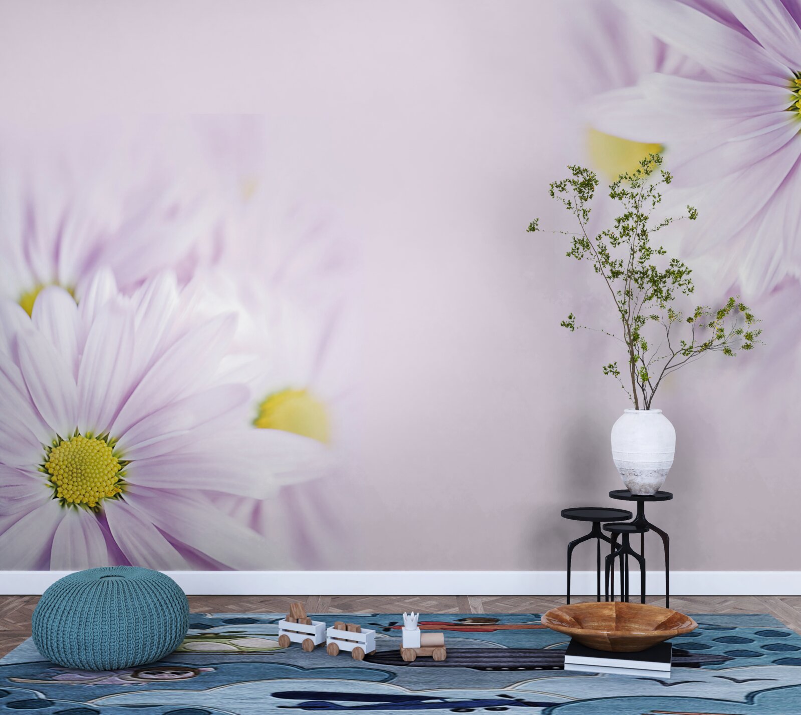 Fototapet margarete sofisticate albe ca zăpada