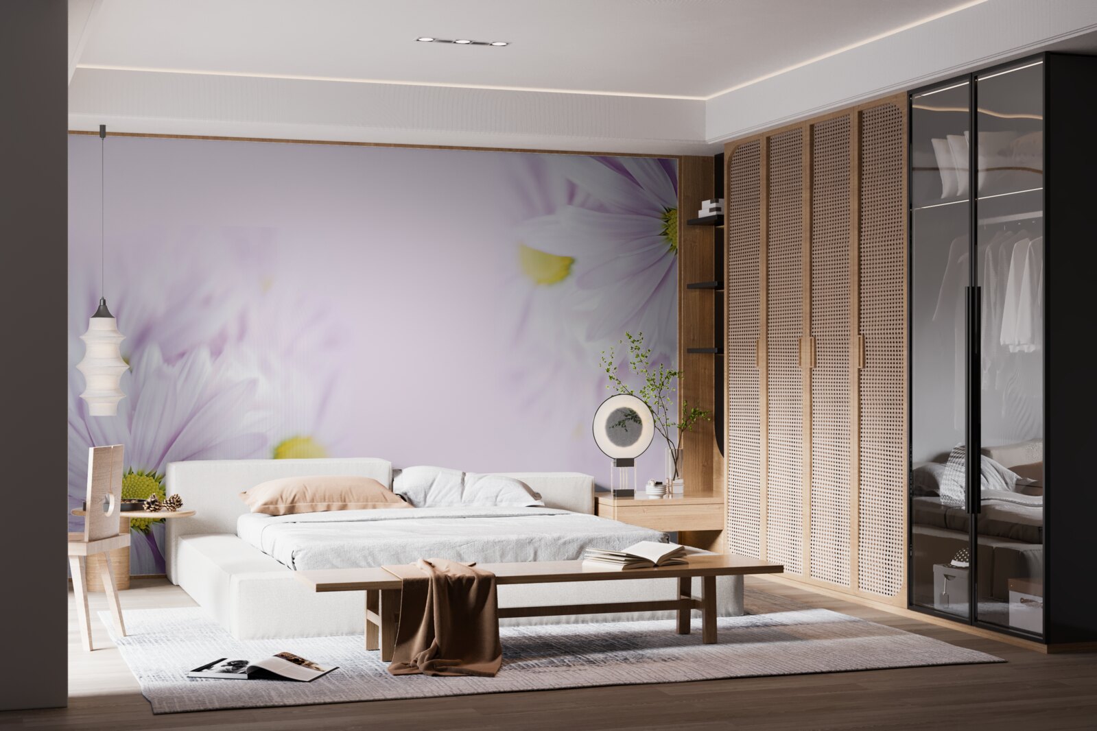 Fototapet margarete sofisticate albe ca zăpada