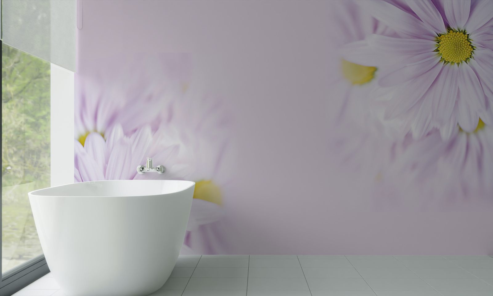 Fototapet margarete sofisticate albe ca zăpada