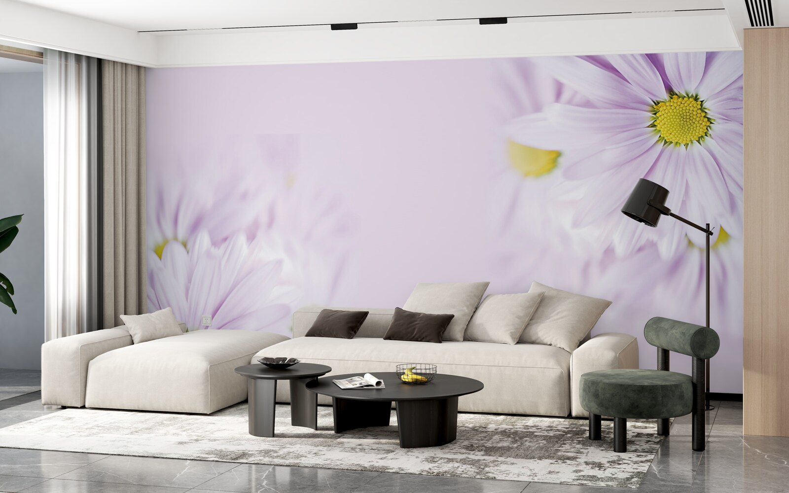 Fototapet margarete sofisticate albe ca zăpada