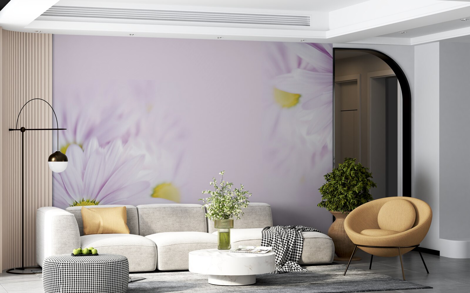 Fototapet margarete sofisticate albe ca zăpada