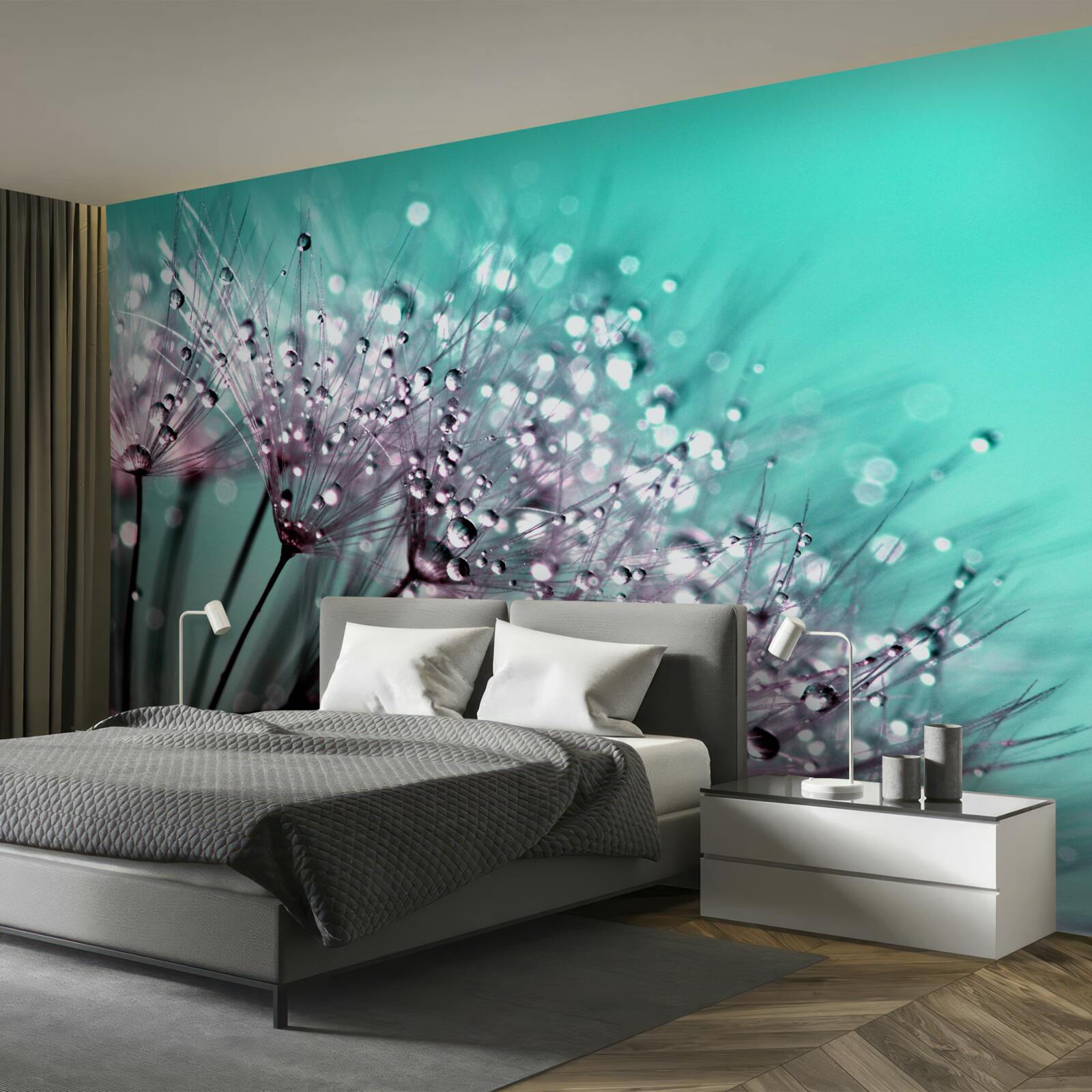 Fototapet roua dimineții pe o floare de păpădie