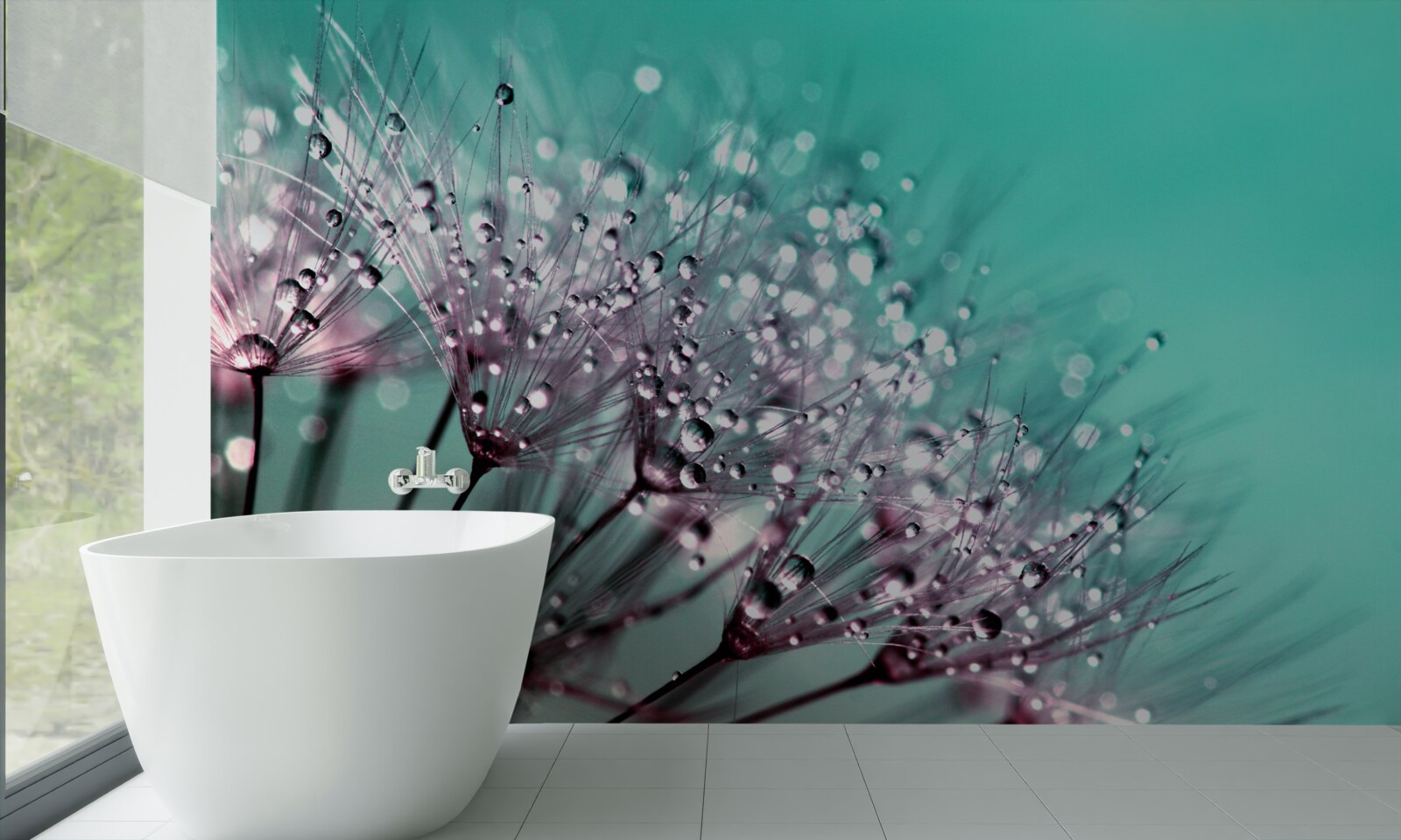 Fototapet roua dimineții pe o floare de păpădie