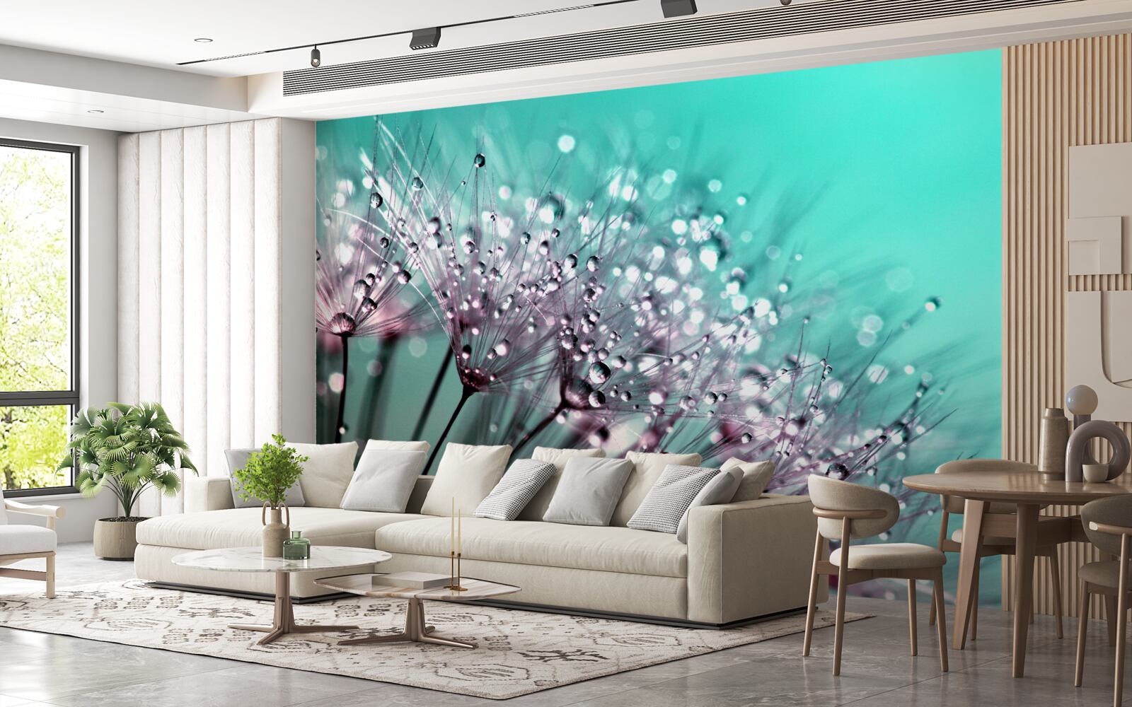 Fototapet roua dimineții pe o floare de păpădie