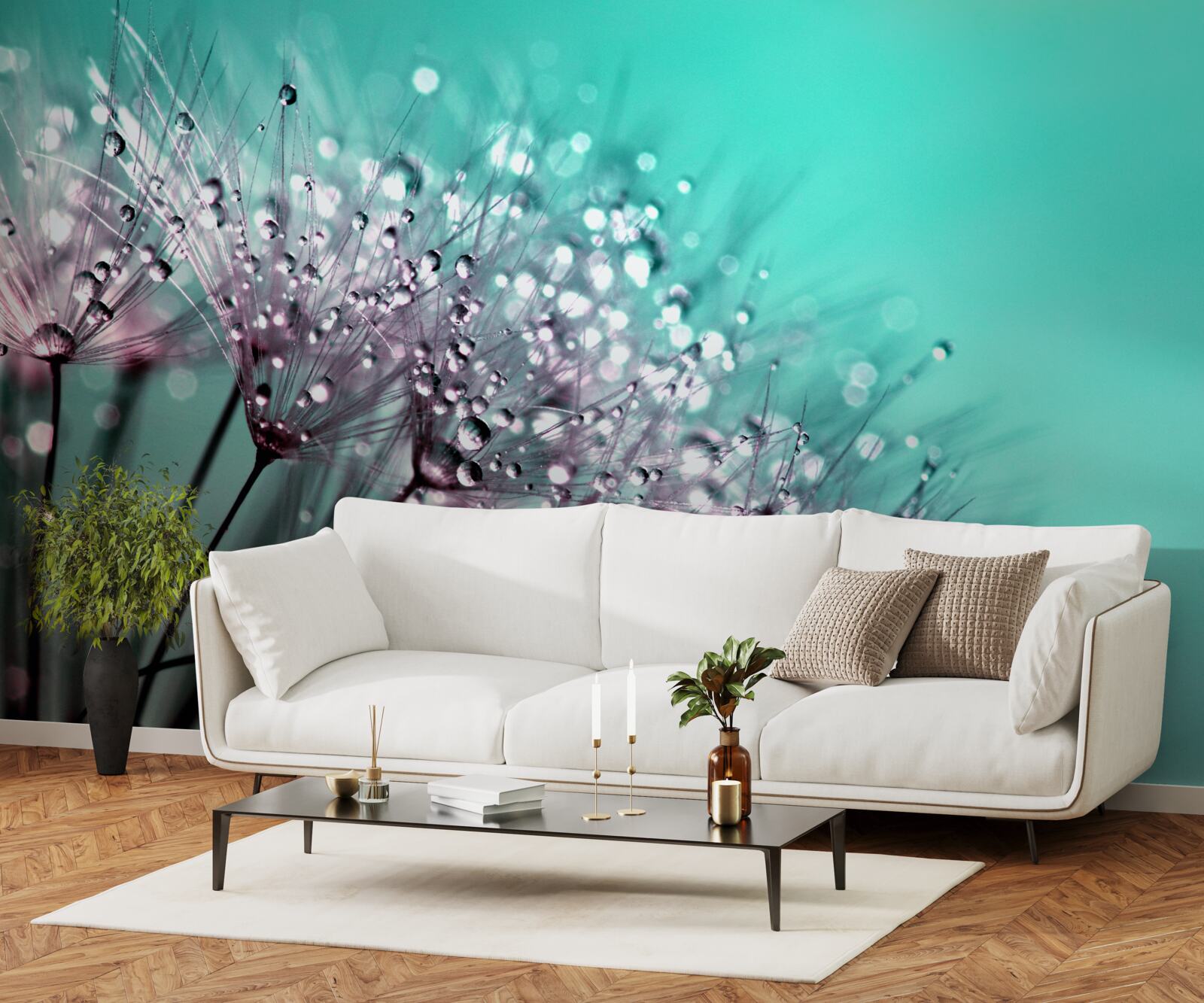 Fototapet roua dimineții pe o floare de păpădie