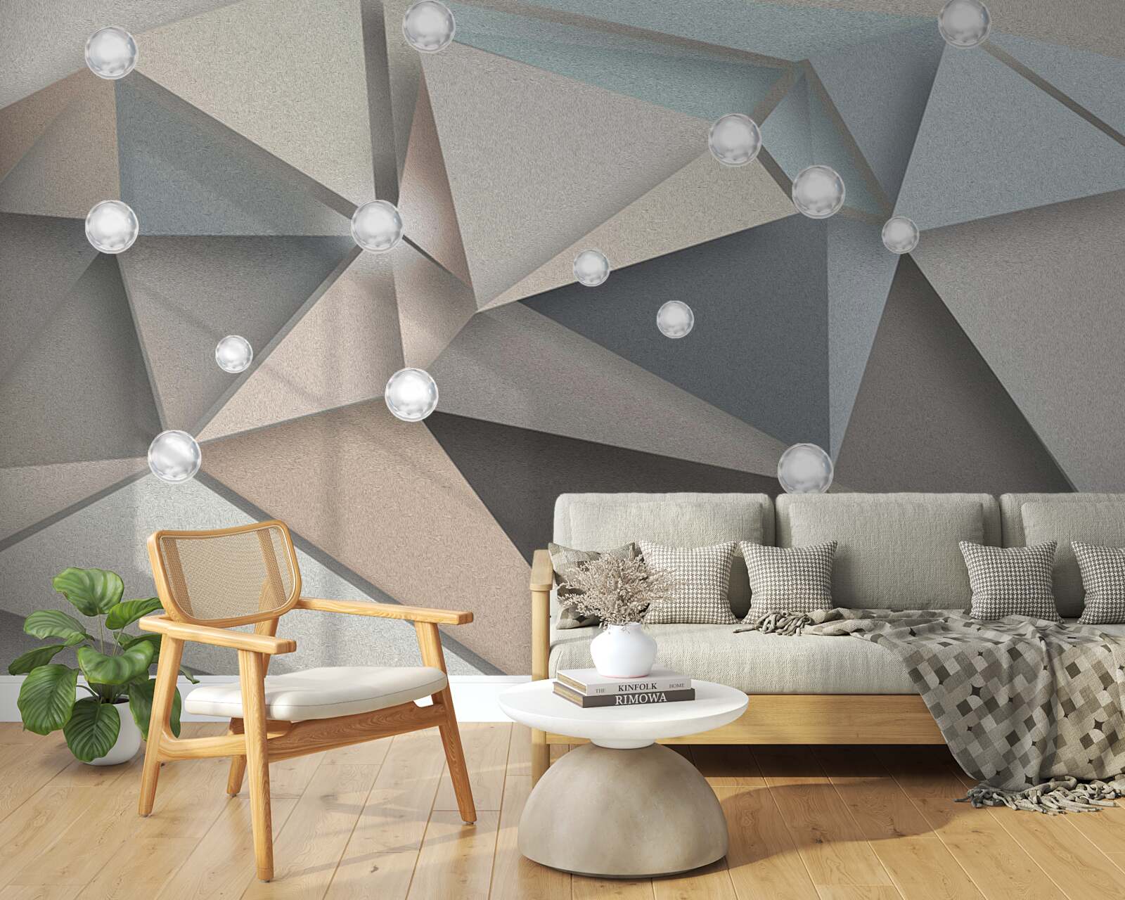 Fototapet mamă de perlă pe triunghiuri în nuanțe pastelate