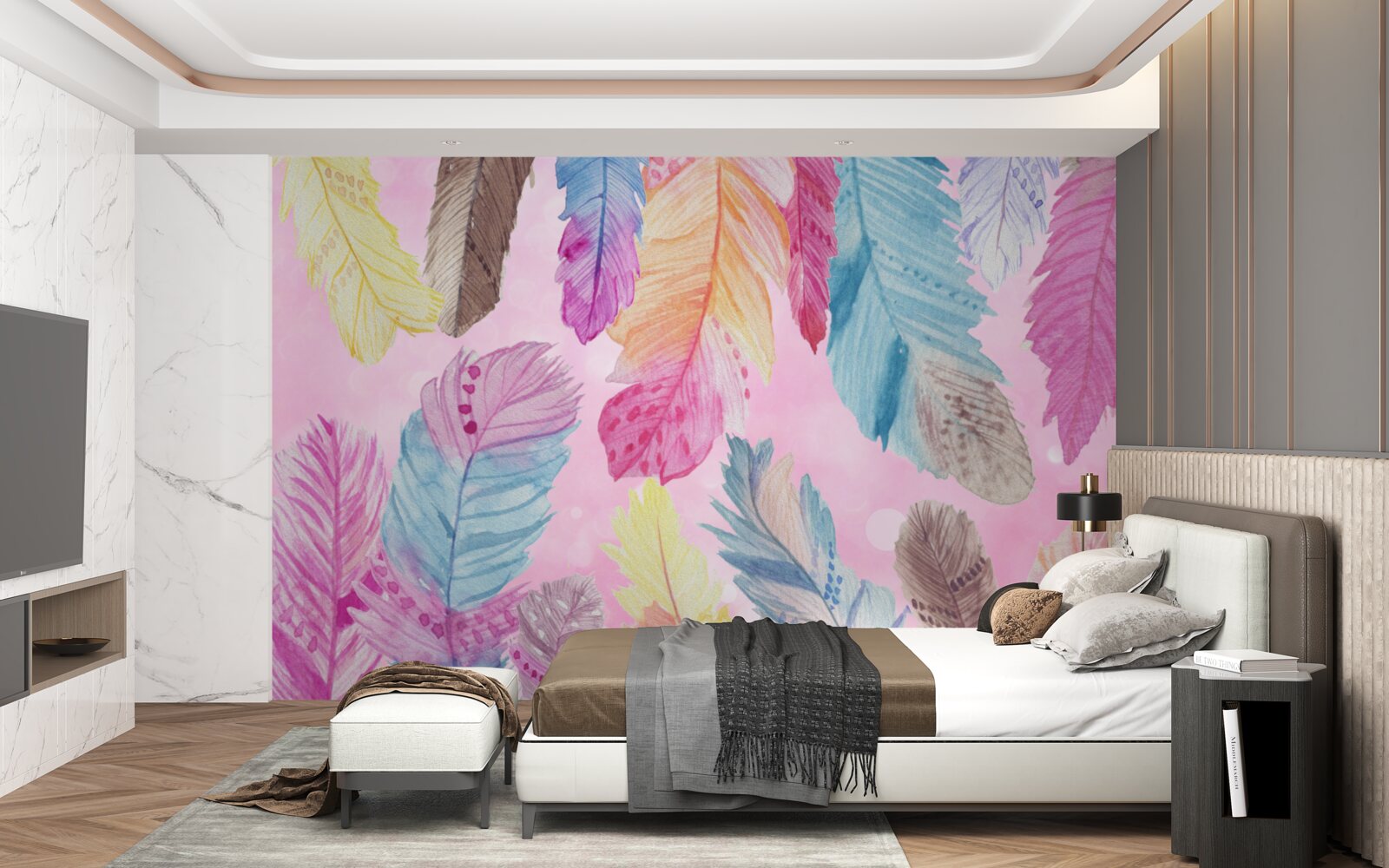 Fototapet pene cu diferite tonuri frumoase