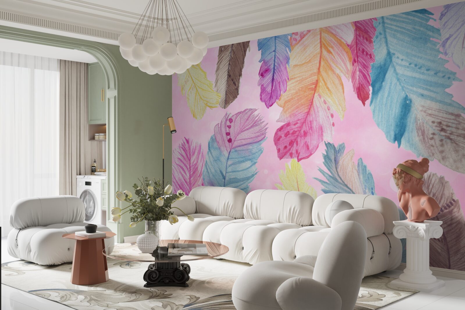 Fototapet pene cu diferite tonuri frumoase