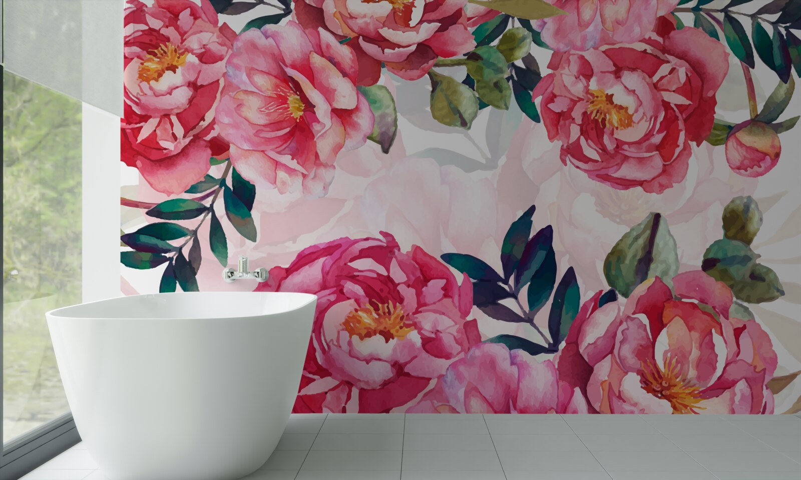 Fototapet bujorii sunt mari și de culoare cărămizie