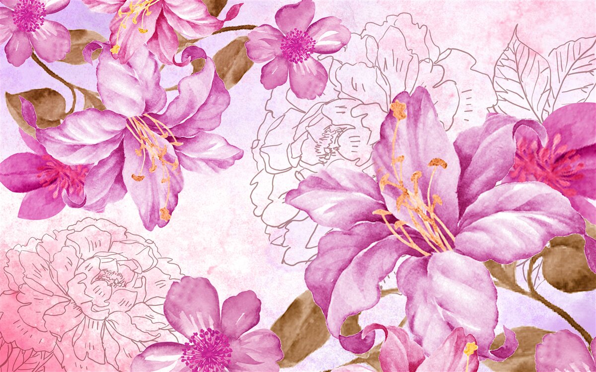 Fototapet eleganța florilor într-o expresie abstractă