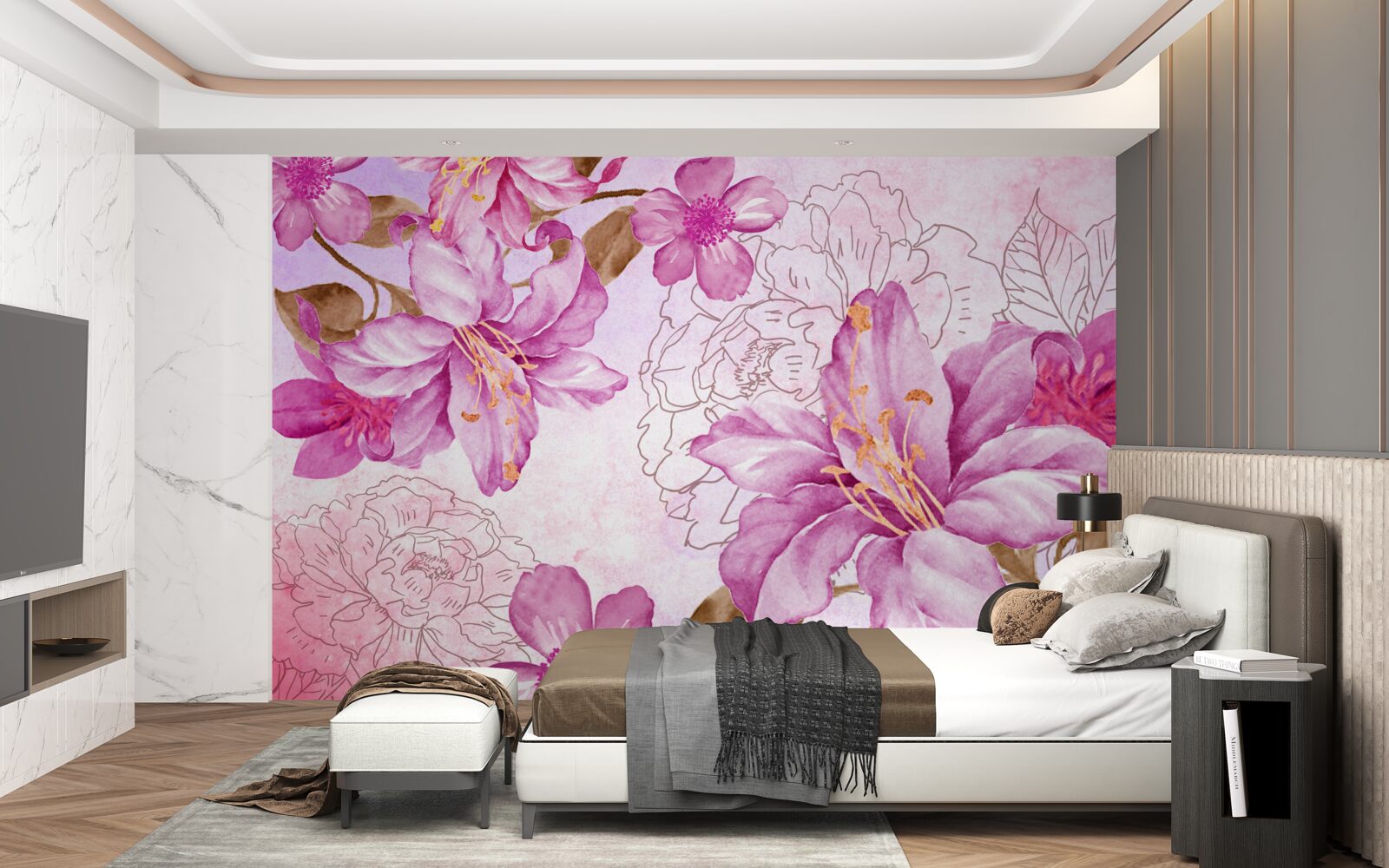 Fototapet eleganța florilor într-o expresie abstractă