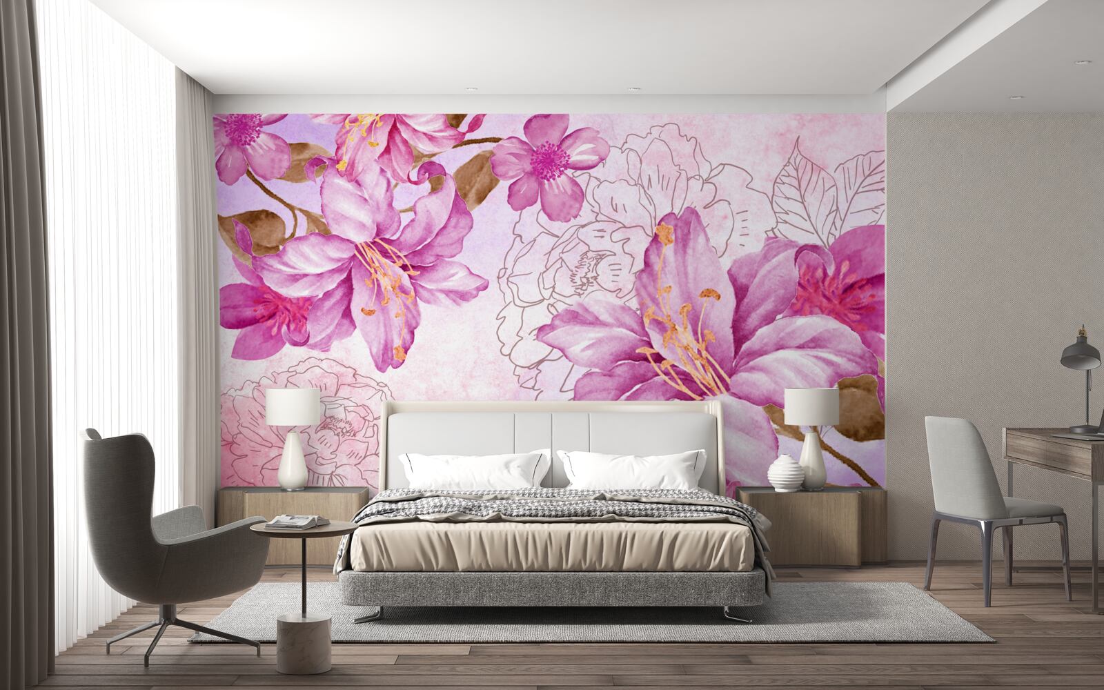 Fototapet eleganța florilor într-o expresie abstractă