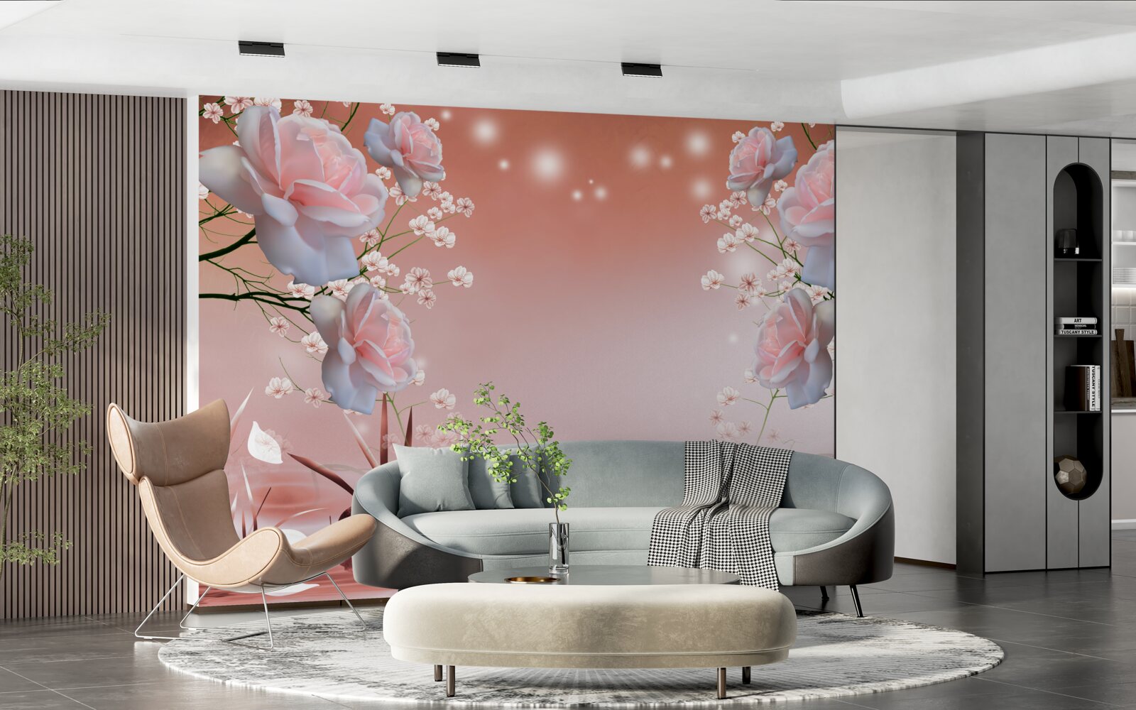 Fototapet flori pe malul apei, care își deschid mugurii