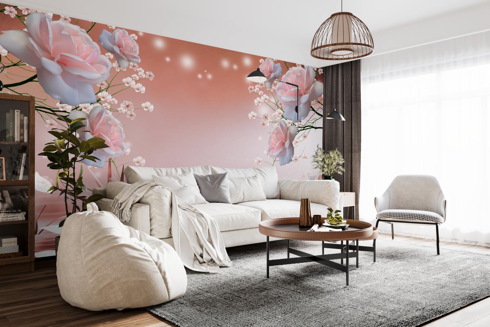 Fototapet flori pe malul apei, care își deschid mugurii