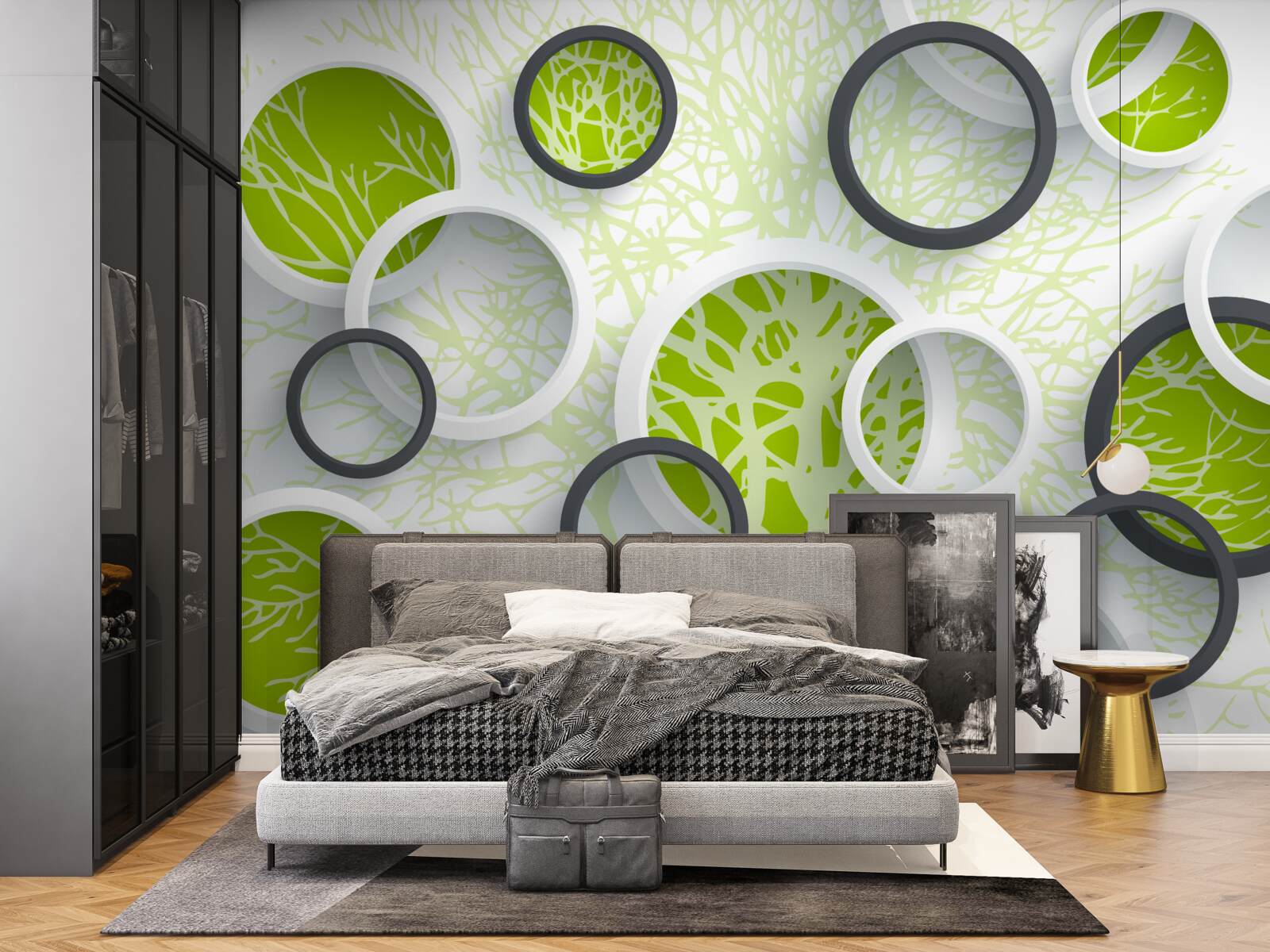 Fototapet cercurile lentilei reflectă verdele frunzelor copacilor