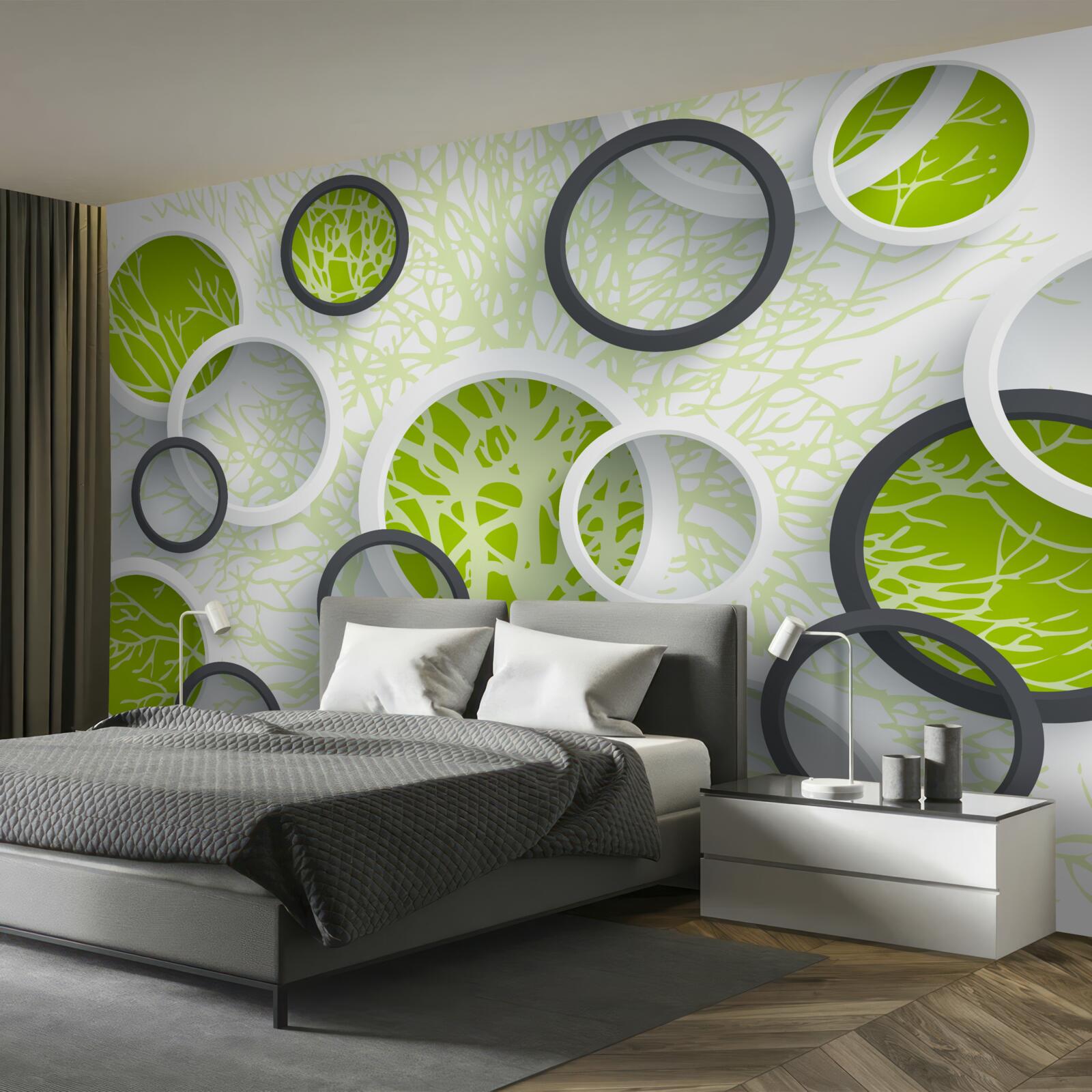 Fototapet cercurile lentilei reflectă verdele frunzelor copacilor