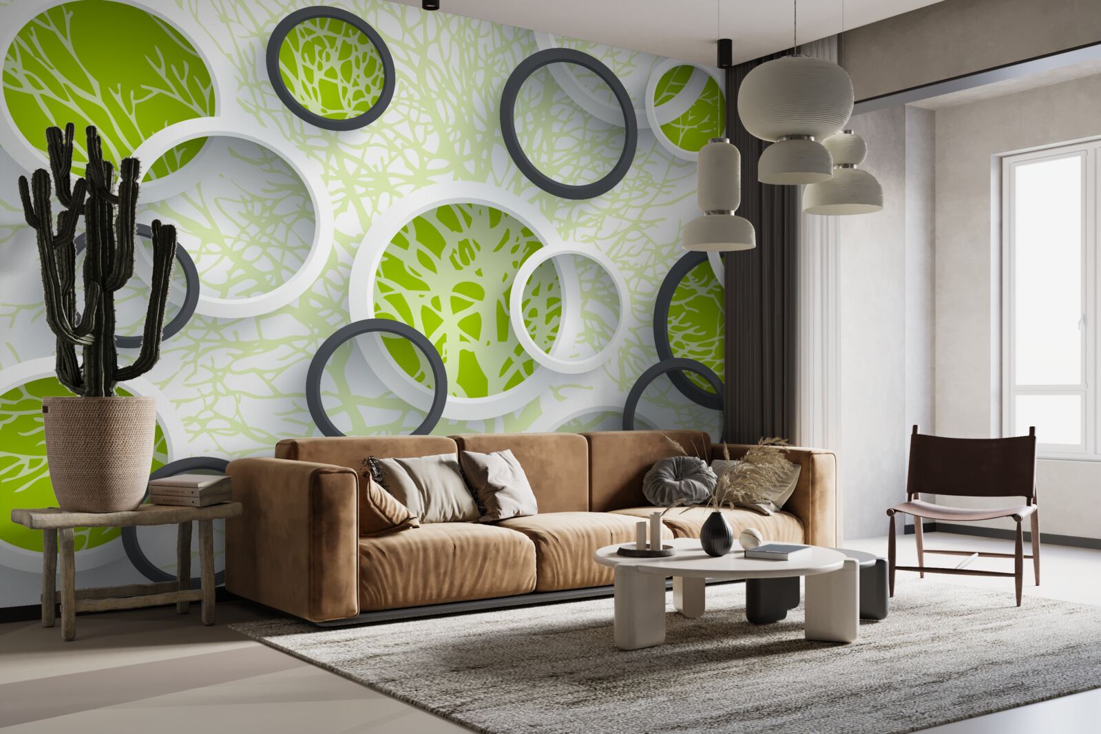 Fototapet cercurile lentilei reflectă verdele frunzelor copacilor