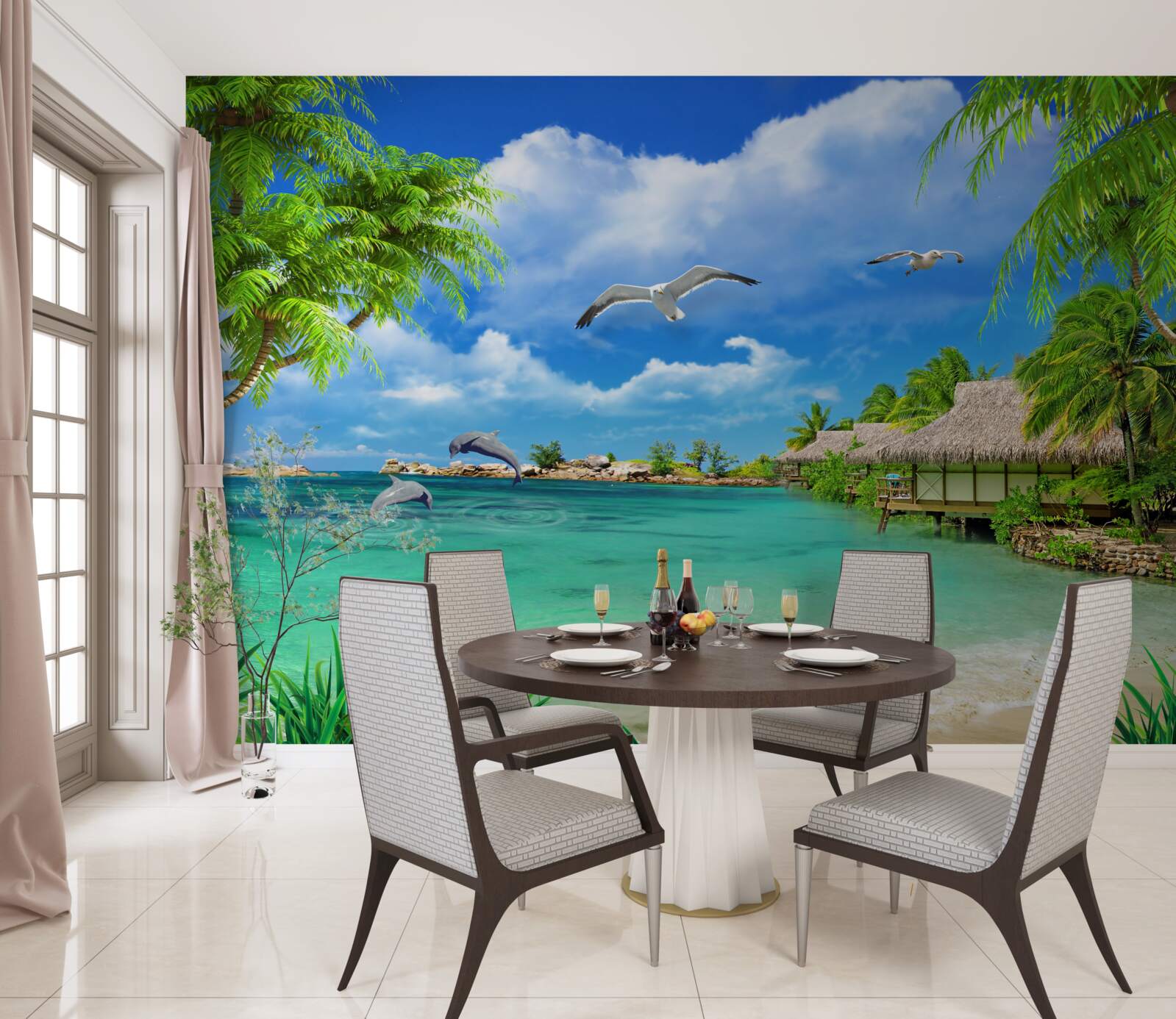 Fototapet țărm tropical cu apă azurie