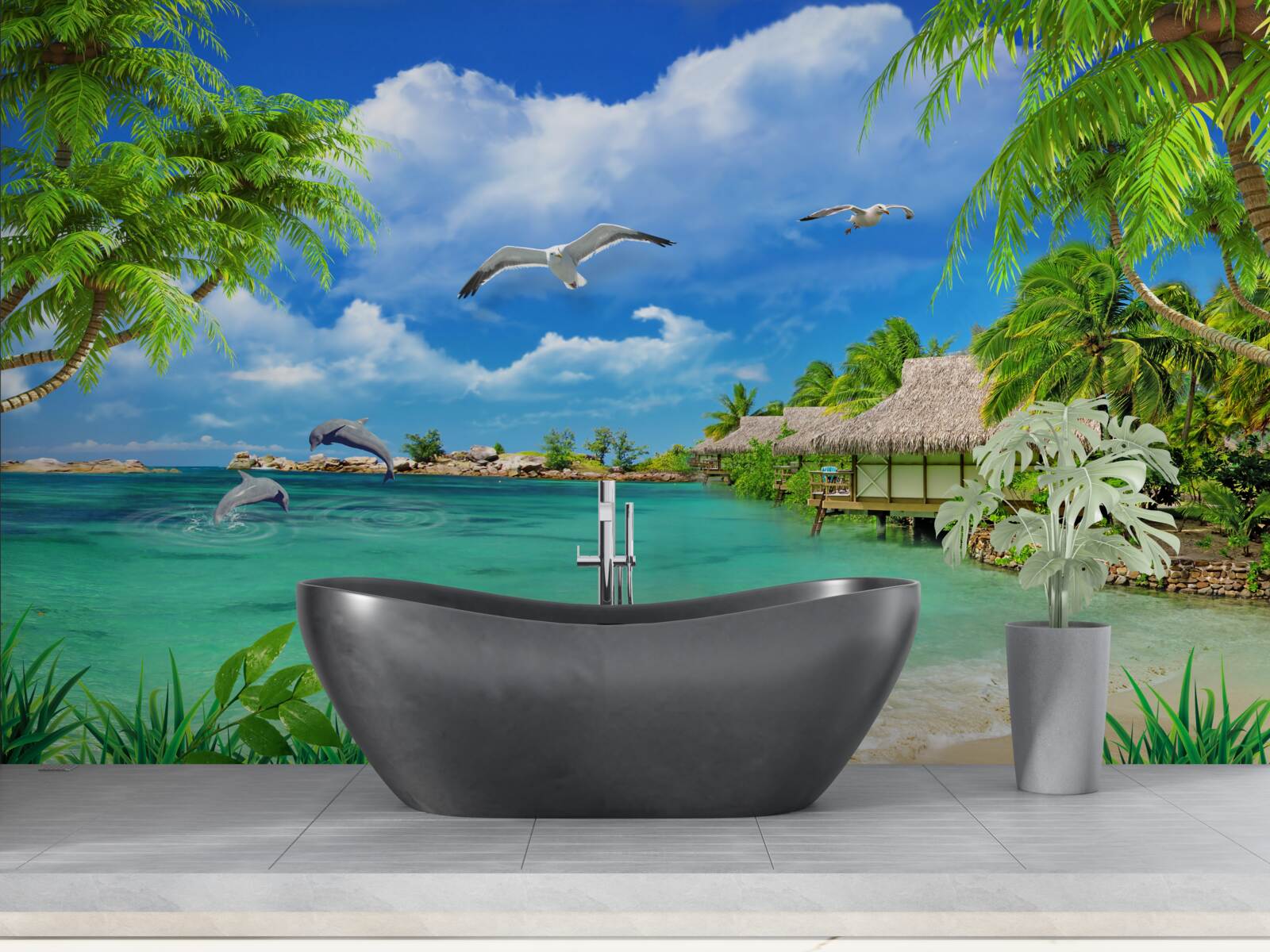 Fototapet țărm tropical cu apă azurie