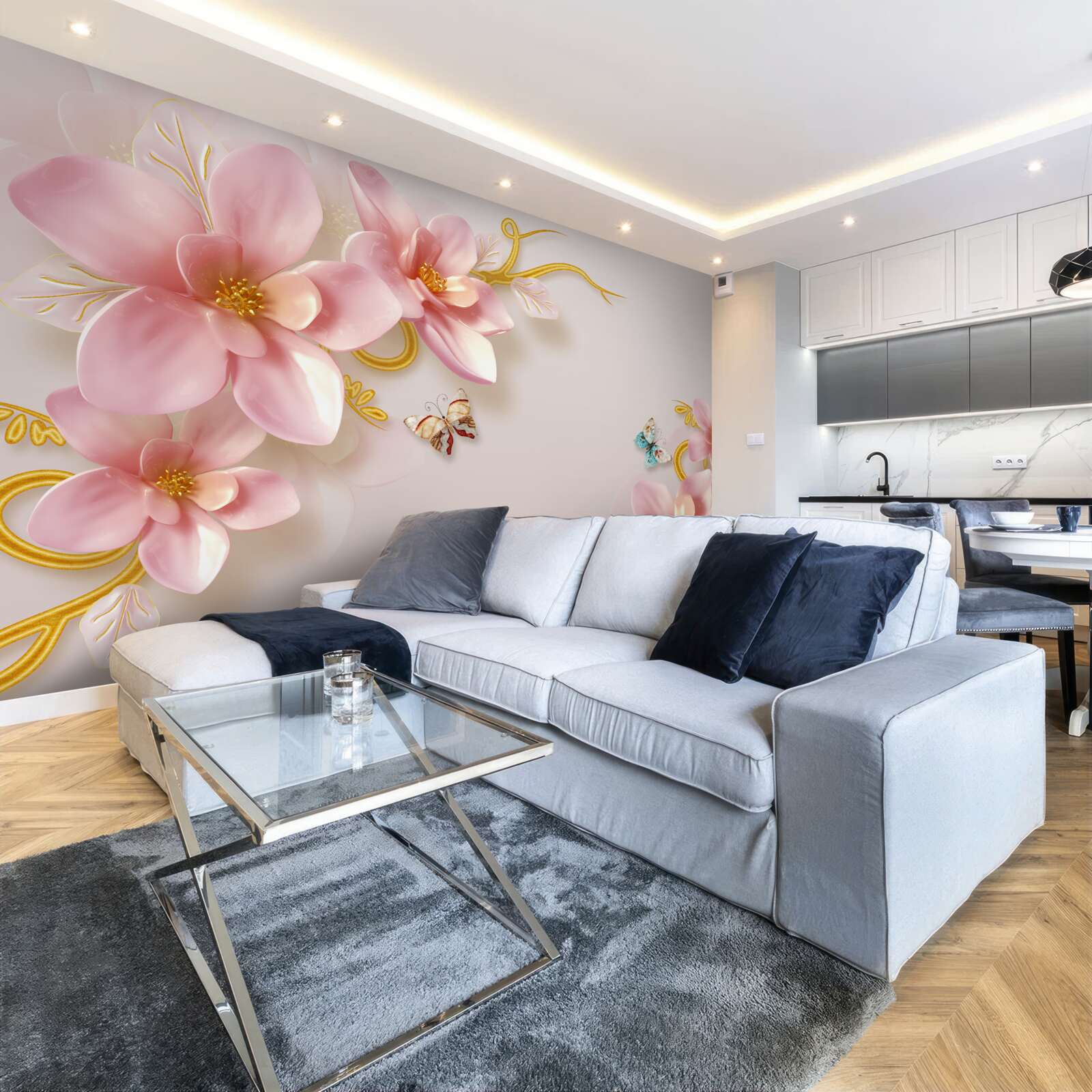 Fototapet flori atractive din porțelan roz