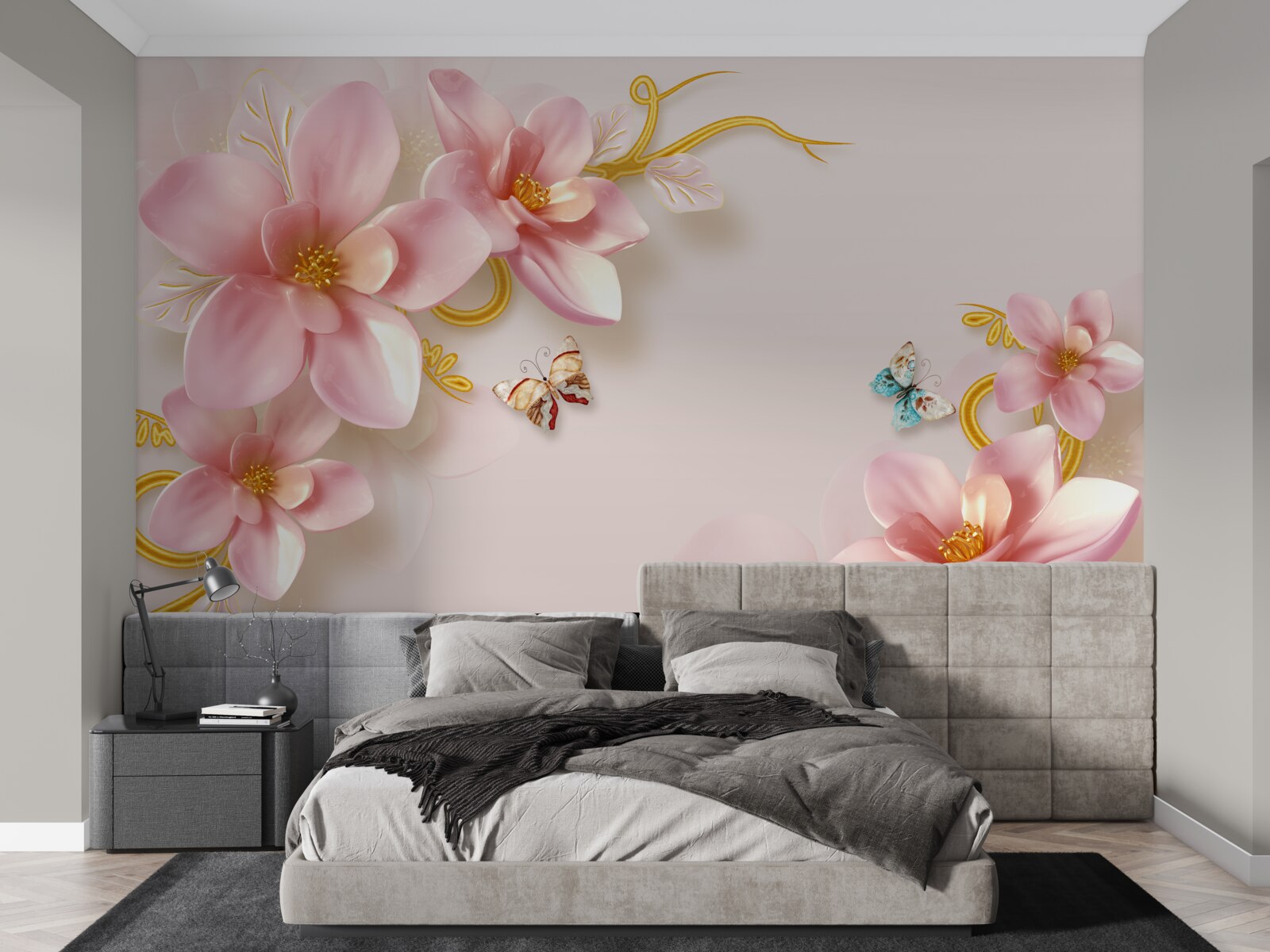 Fototapet flori atractive din porțelan roz