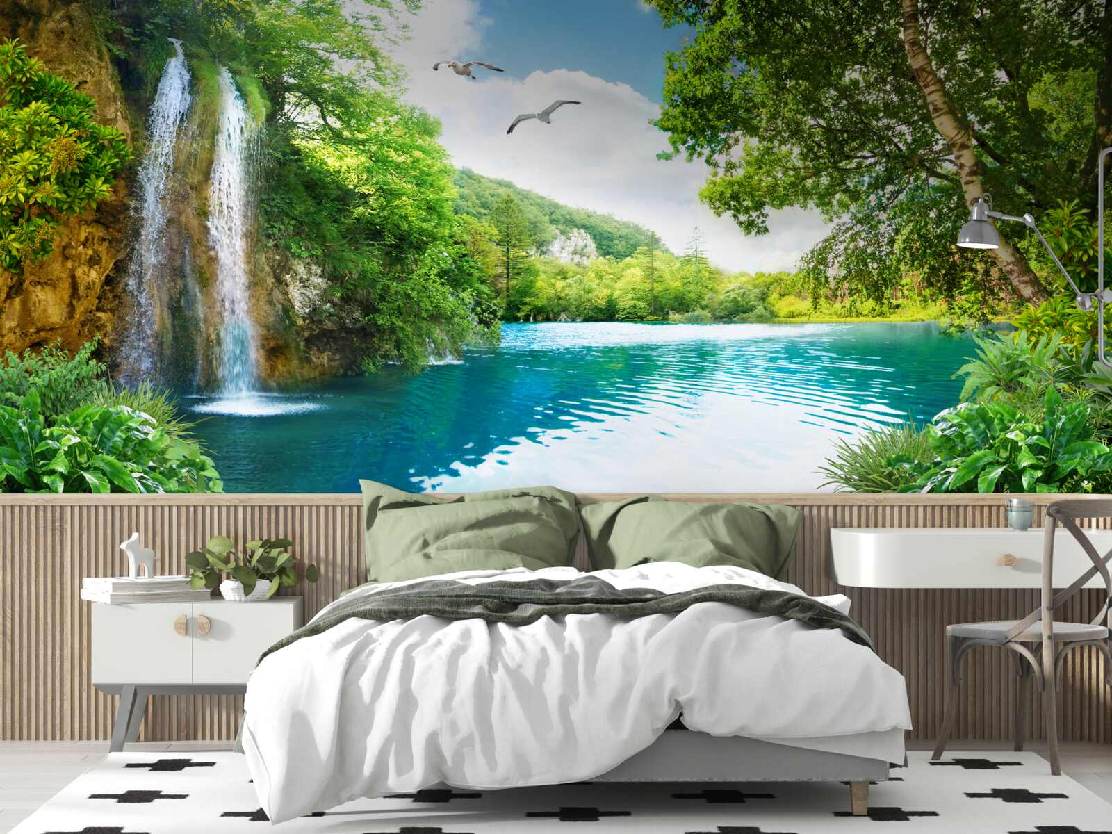 Fototapet o frumusețe naturală fabuloasă înconjoară cascada și lacul