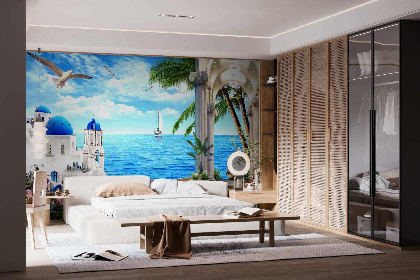 Fototapet Colonadă grecească care duce la mare