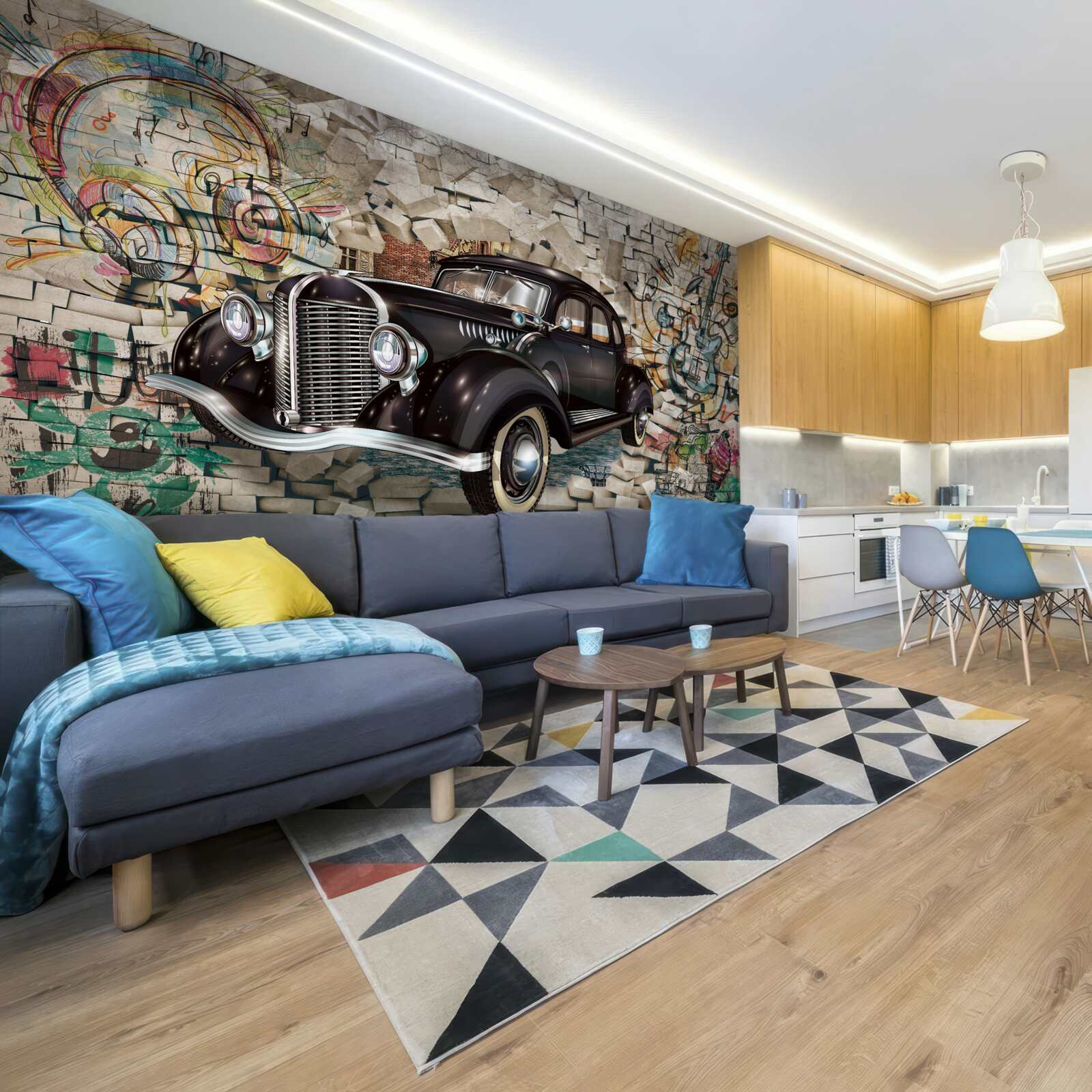 Fototapet o mașină neagră din trecut