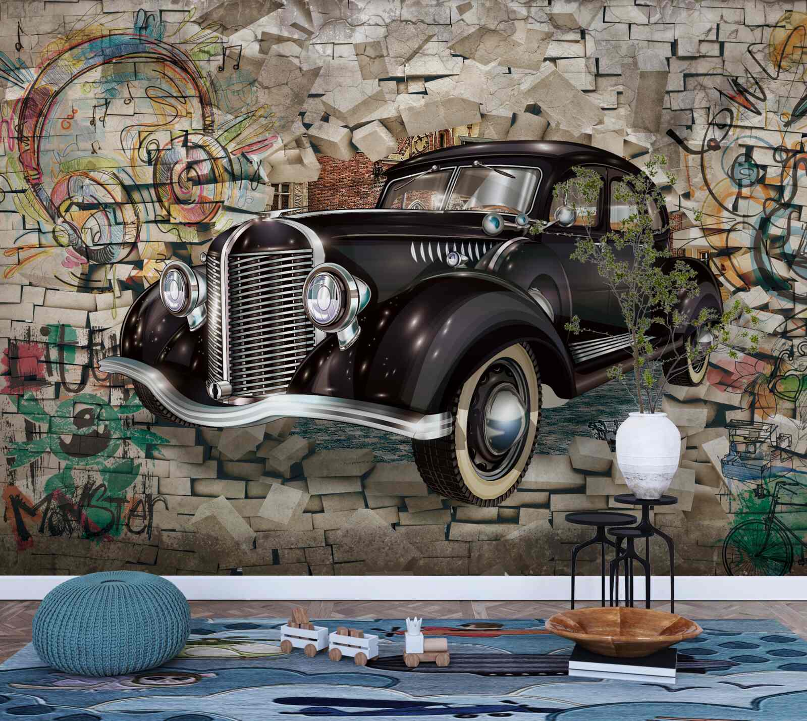 Fototapet o mașină neagră din trecut