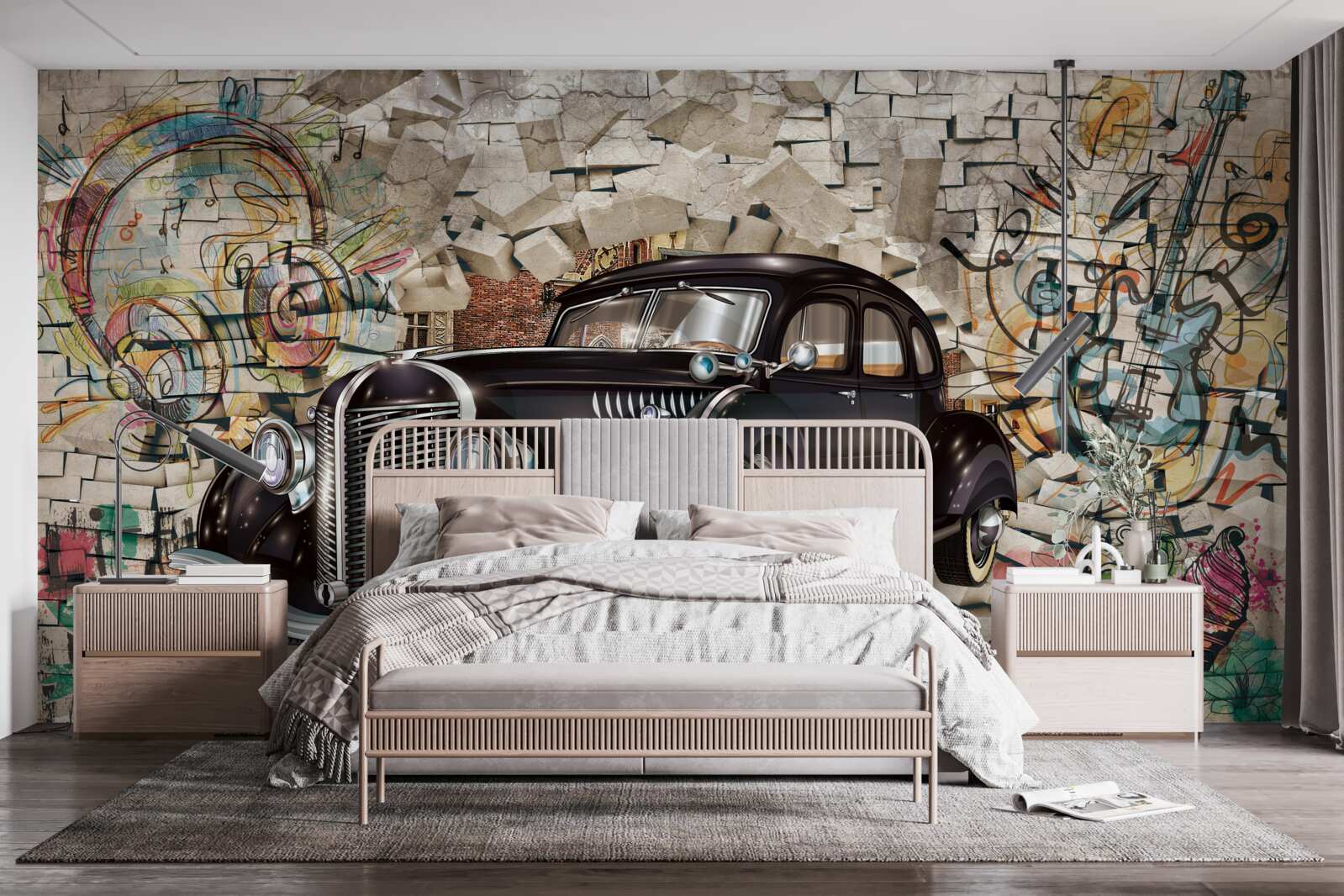 Fototapet o mașină neagră din trecut