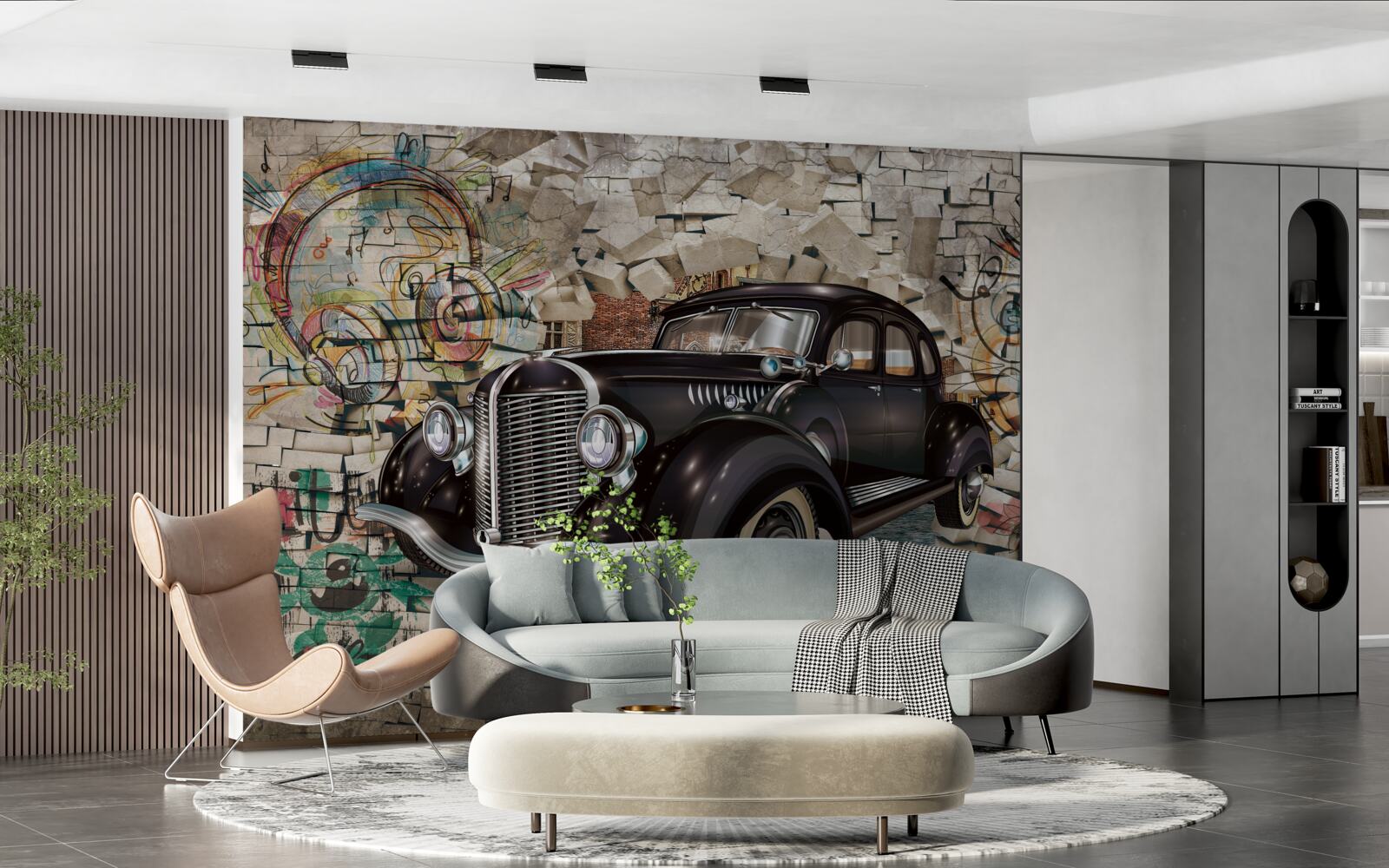 Fototapet o mașină neagră din trecut