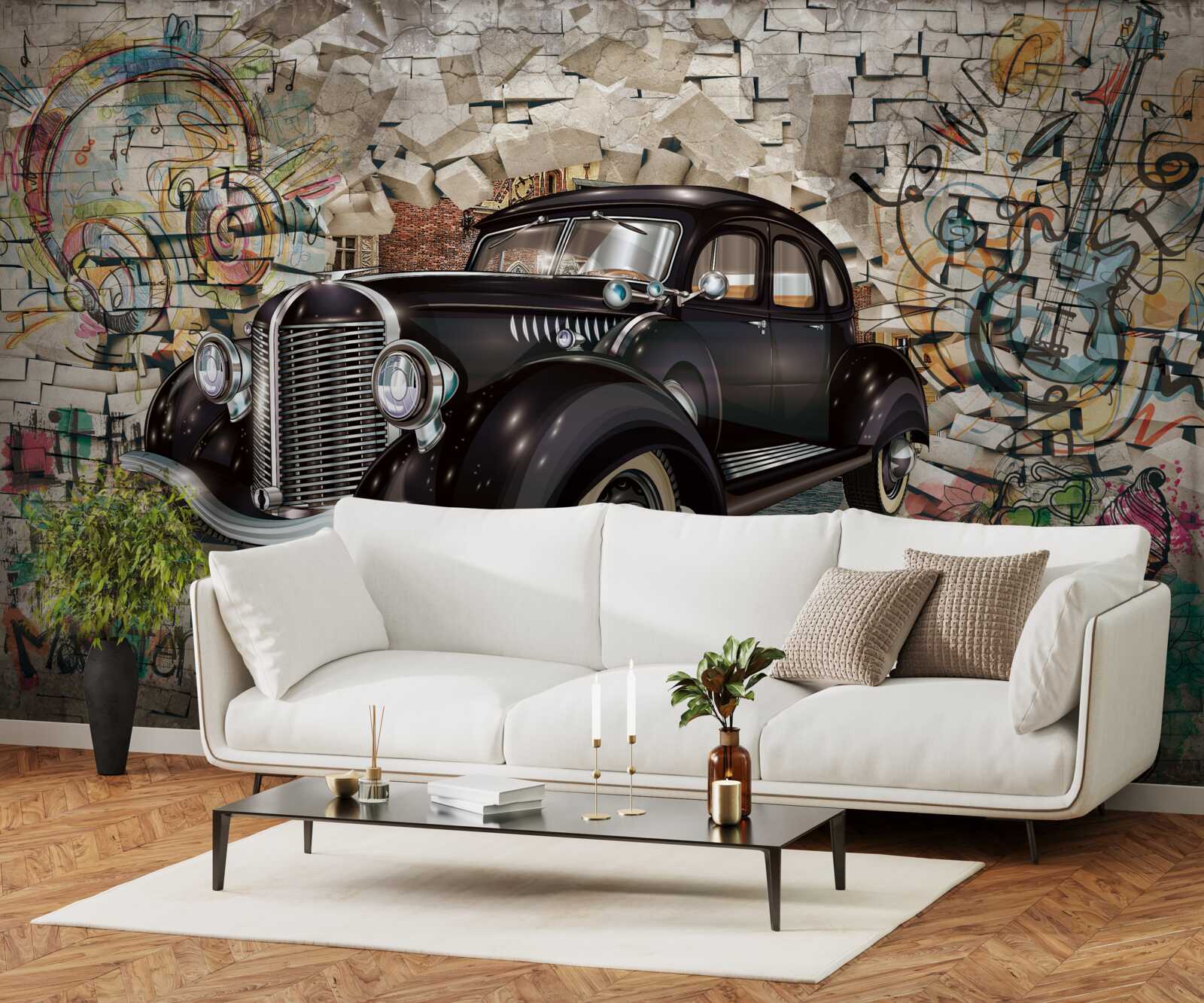 Fototapet o mașină neagră din trecut