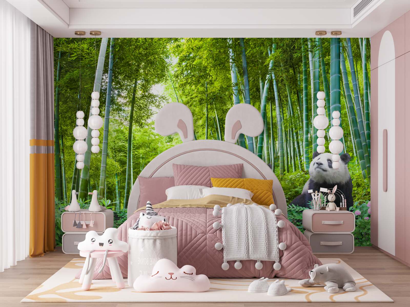 Fototapet există trei urși panda în pădure