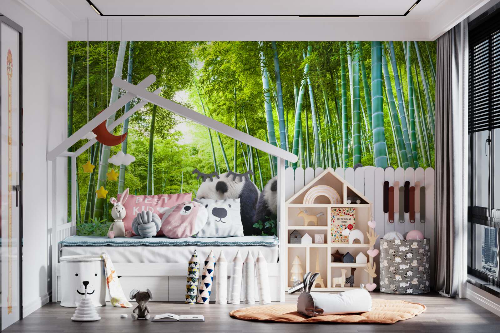 Fototapet există trei urși panda în pădure