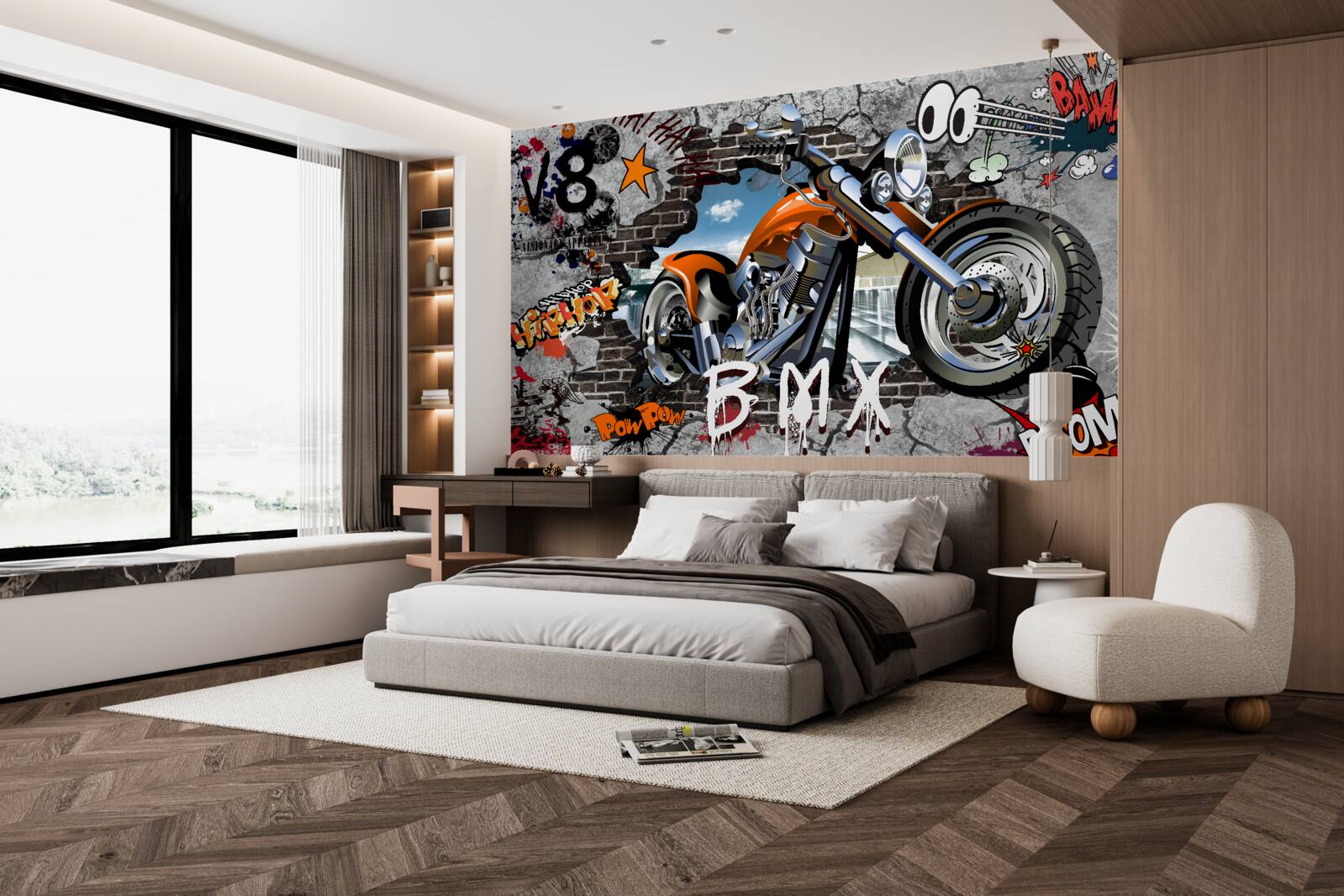 Fototapet graffiti sub forma unei motociclete