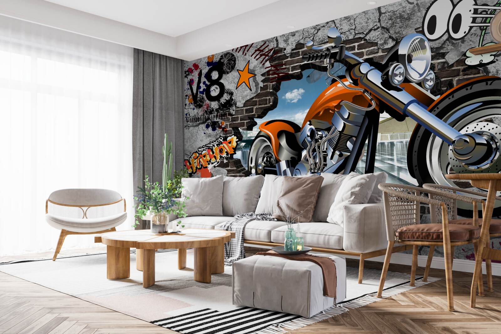 Fototapet graffiti sub forma unei motociclete