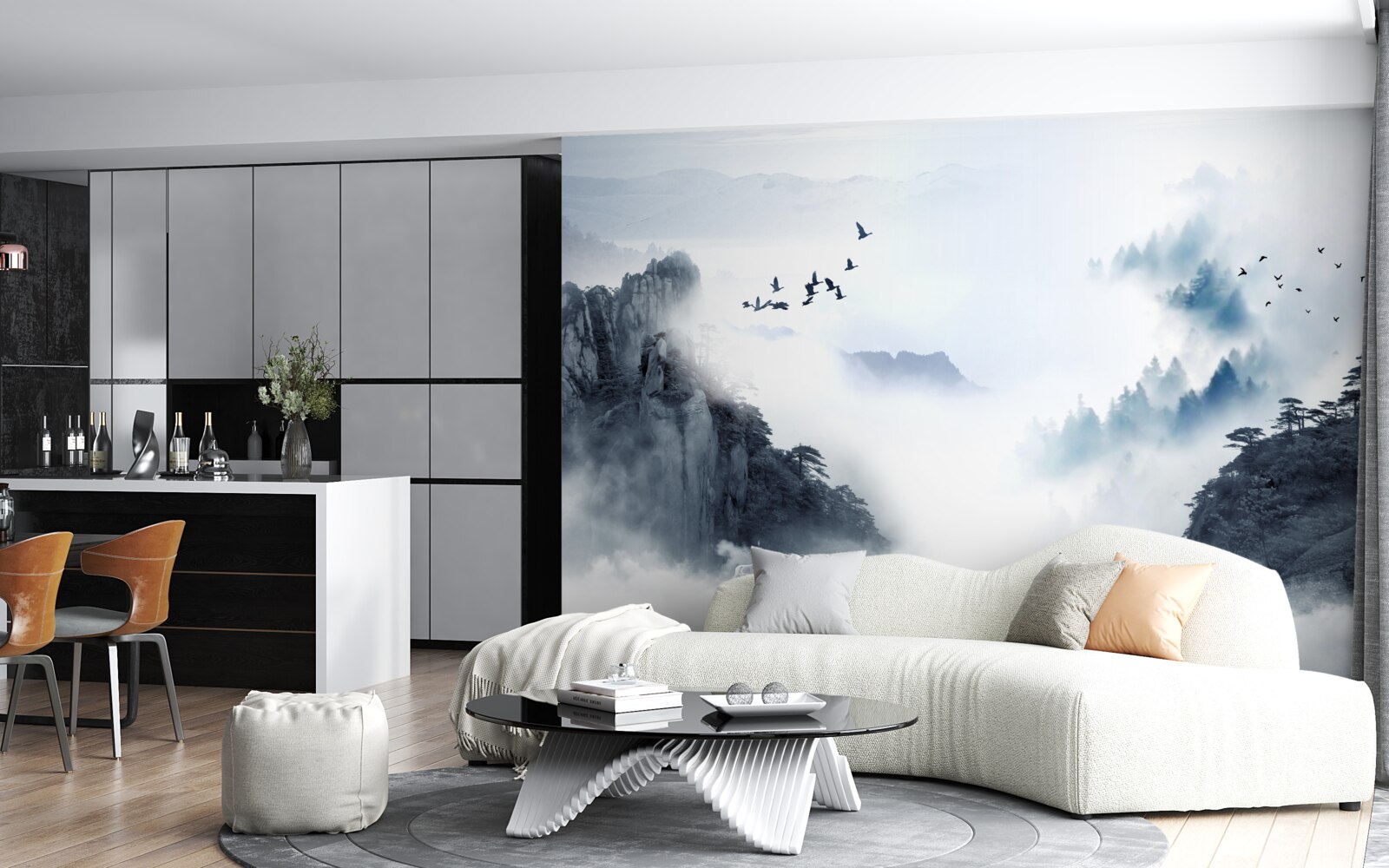 Fototapet de frica ceții reci, păsările iau înălțimile